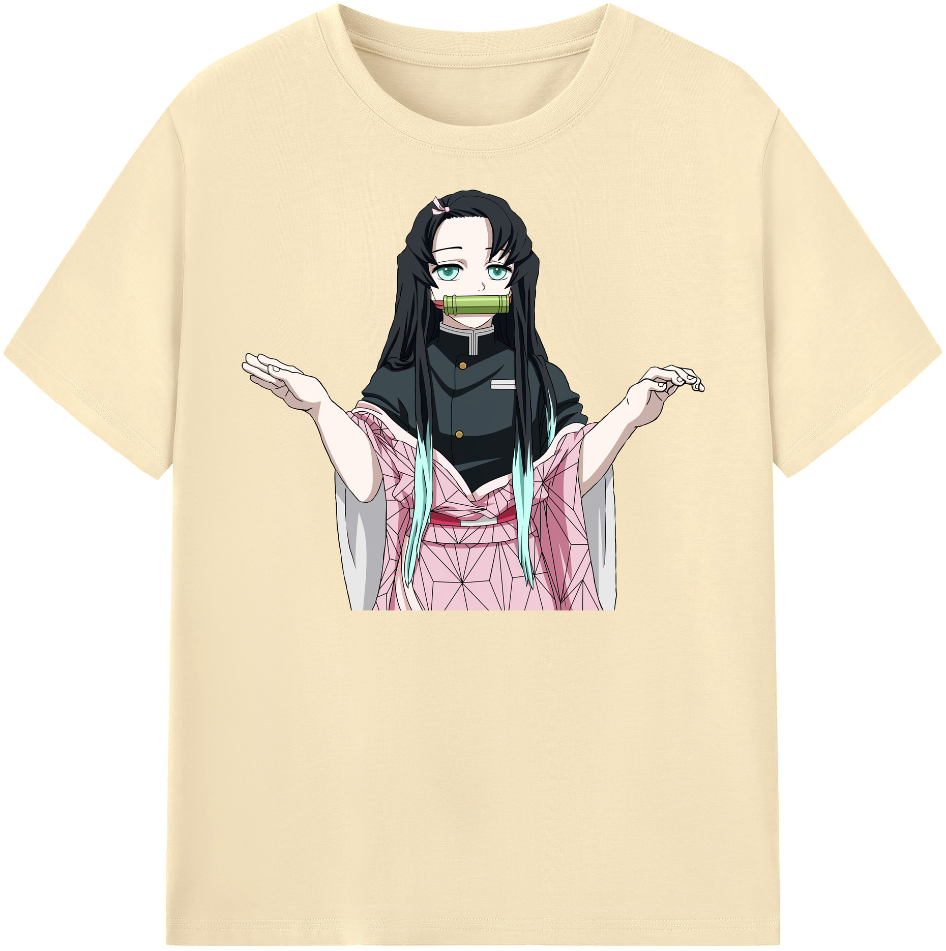 （画像用） 鬼滅の刃（きめつのやいば）竈門 禰󠄀豆子／かまど ねずこ Kamado Nezuko 綿100％半袖Tシャツ（フロントプリント）