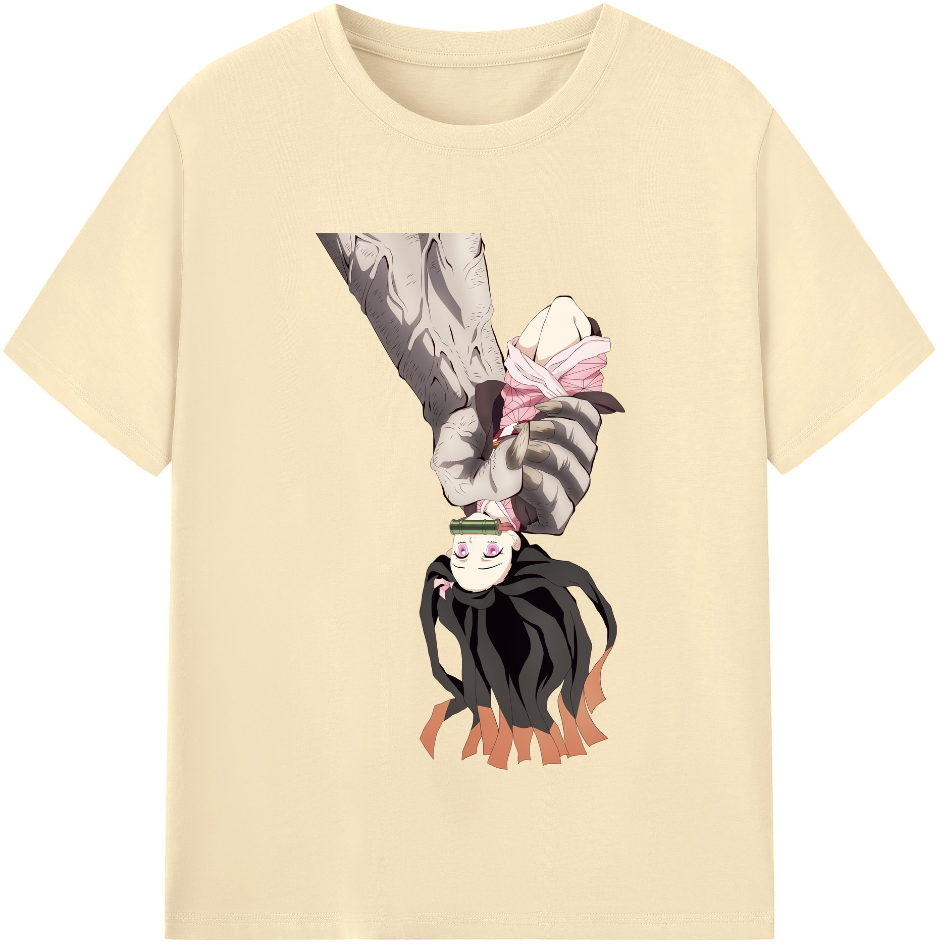 （画像用） 鬼滅の刃（きめつのやいば）竈門 禰󠄀豆子／かまど ねずこ Kamado Nezuko 綿100％半袖Tシャツ（フロントプリント）
