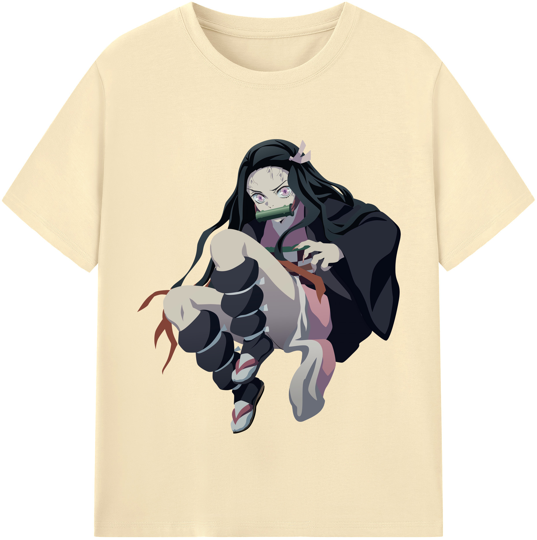 （画像用） 鬼滅の刃（きめつのやいば）竈門 禰󠄀豆子／かまど ねずこ Kamado Nezuko 綿100％半袖Tシャツ（フロントプリント）