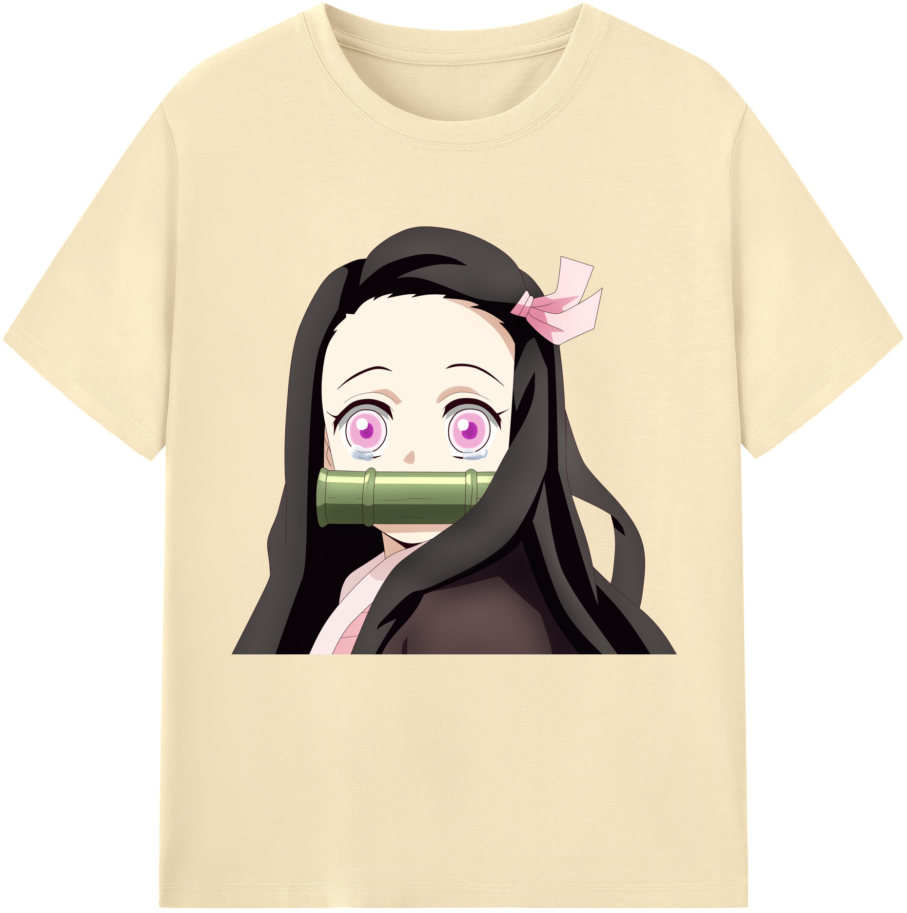 （画像用） 鬼滅の刃（きめつのやいば）竈門 禰󠄀豆子／かまど ねずこ Kamado Nezuko 綿100％半袖Tシャツ（フロントプリント）
