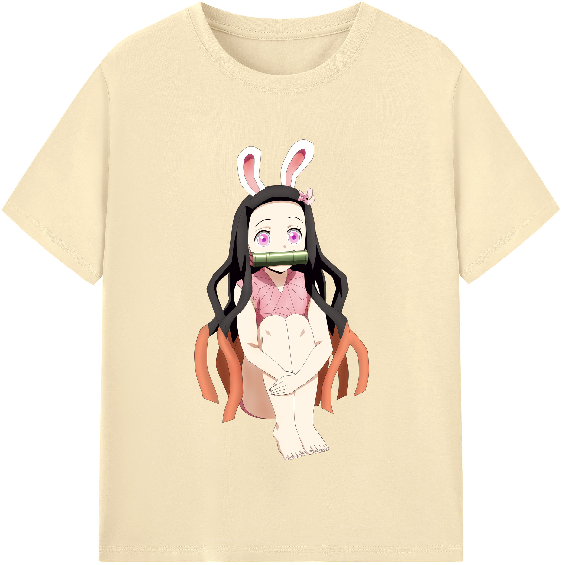 （画像用） 鬼滅の刃（きめつのやいば）竈門 禰󠄀豆子／かまど ねずこ Kamado Nezuko 綿100％半袖Tシャツ（フロントプリント）