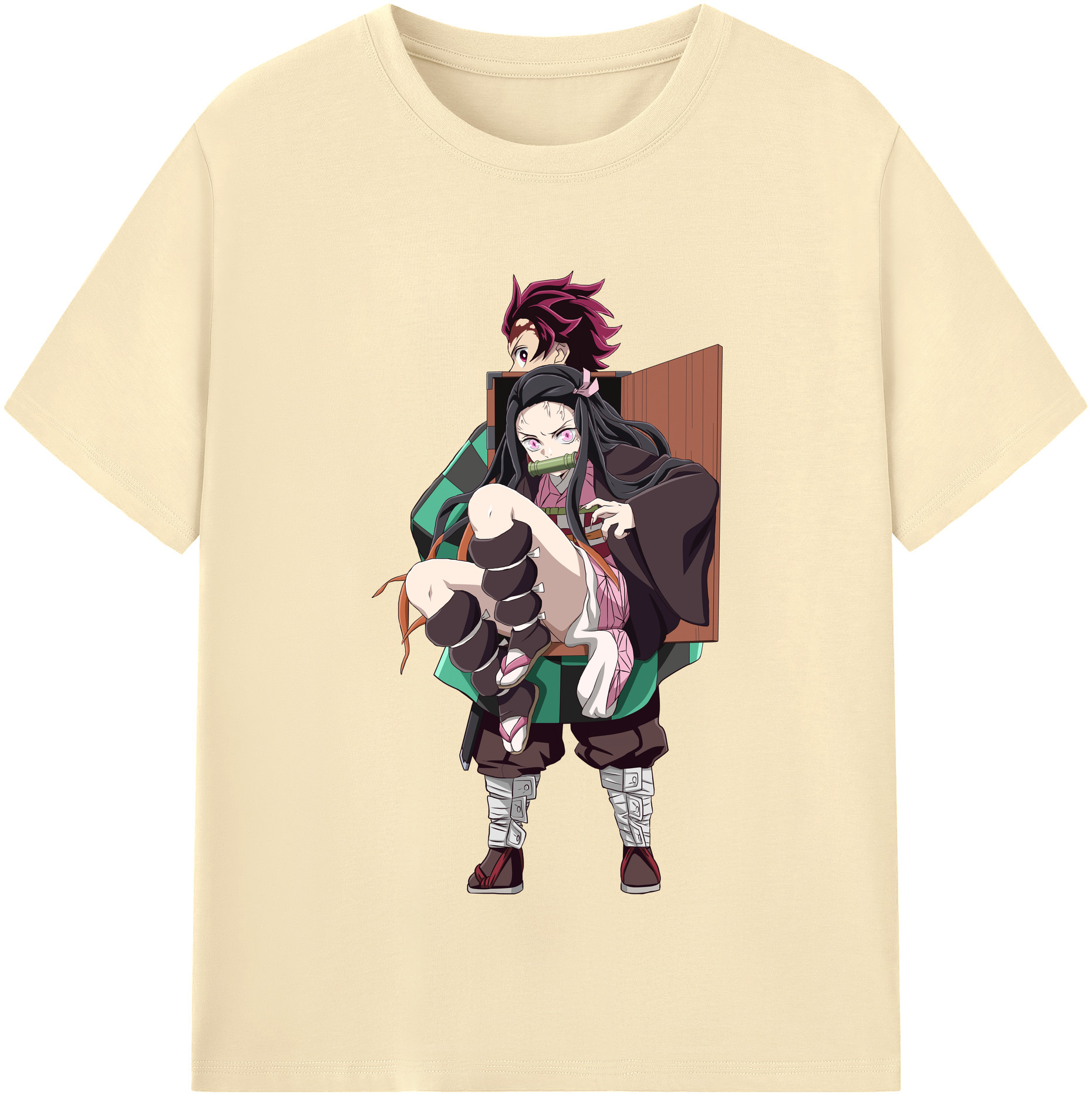 （画像用） 鬼滅の刃（きめつのやいば）竈門 禰󠄀豆子／かまど ねずこ Kamado Nezuko 綿100％半袖Tシャツ（フロントプリント）