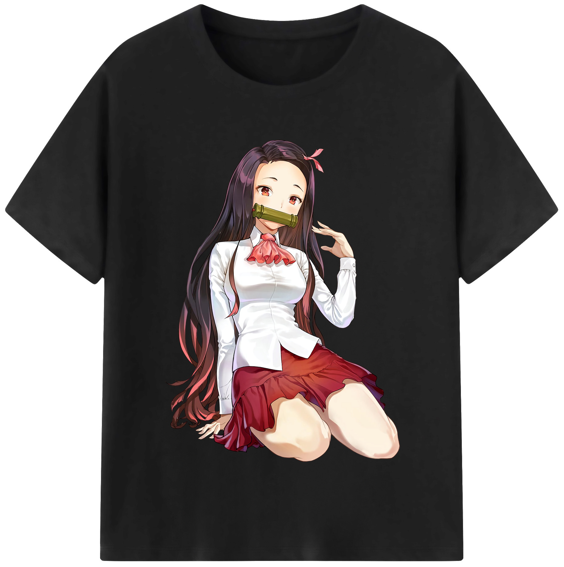 （画像用） 鬼滅の刃（きめつのやいば）竈門 禰󠄀豆子／かまど ねずこ Kamado Nezuko 綿100％半袖Tシャツ（フロントプリント）