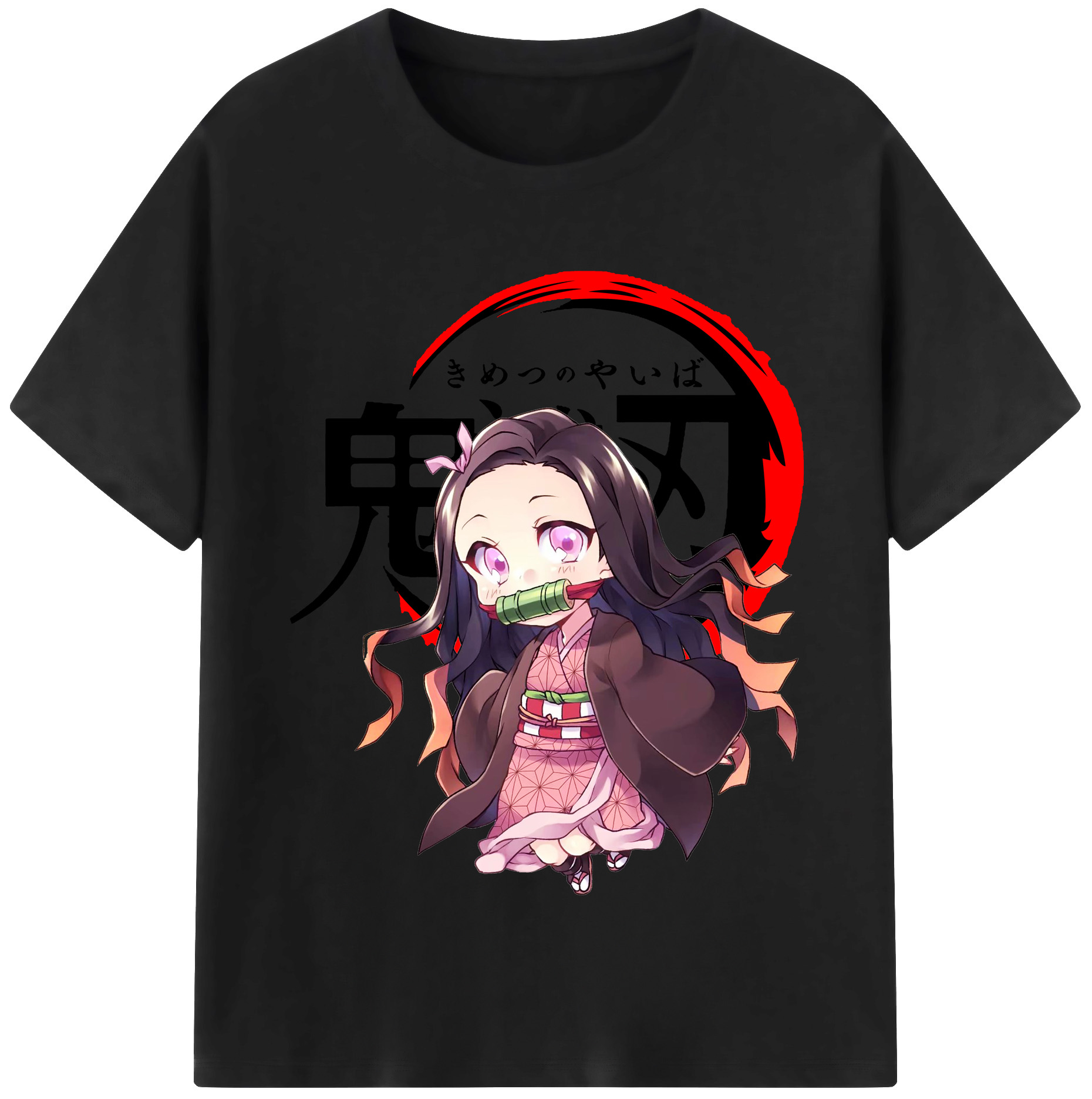 （画像用） 鬼滅の刃（きめつのやいば）竈門 禰󠄀豆子／かまど ねずこ Kamado Nezuko 綿100％半袖Tシャツ（フロントプリント）