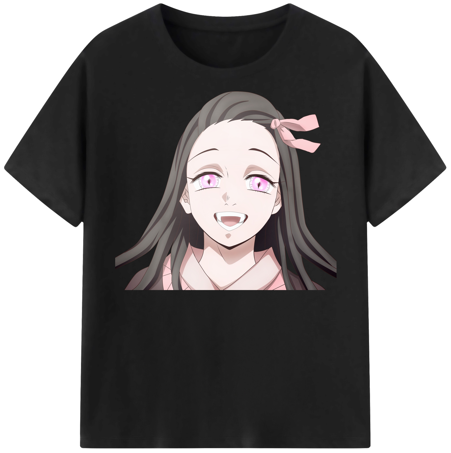 （画像用） 鬼滅の刃（きめつのやいば）竈門 禰󠄀豆子／かまど ねずこ Kamado Nezuko 綿100％半袖Tシャツ（フロントプリント）