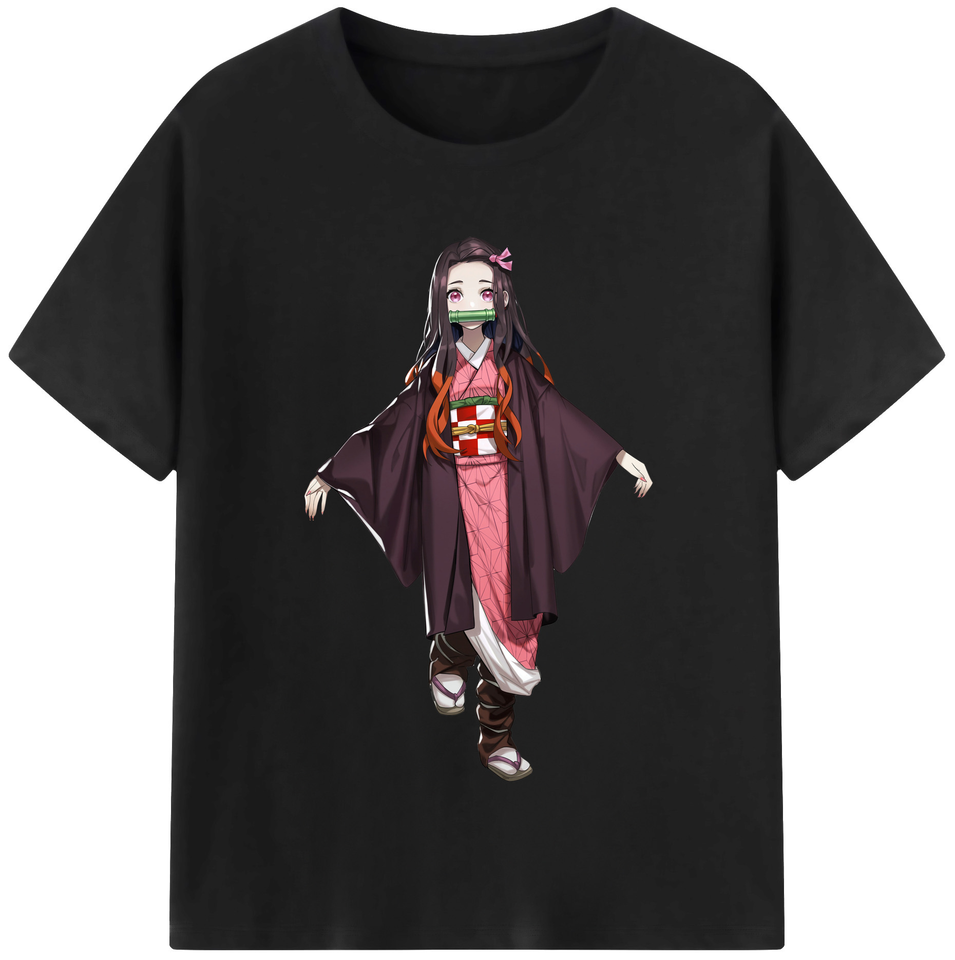 （画像用） 鬼滅の刃（きめつのやいば）竈門 禰󠄀豆子／かまど ねずこ Kamado Nezuko 綿100％半袖Tシャツ（フロントプリント）