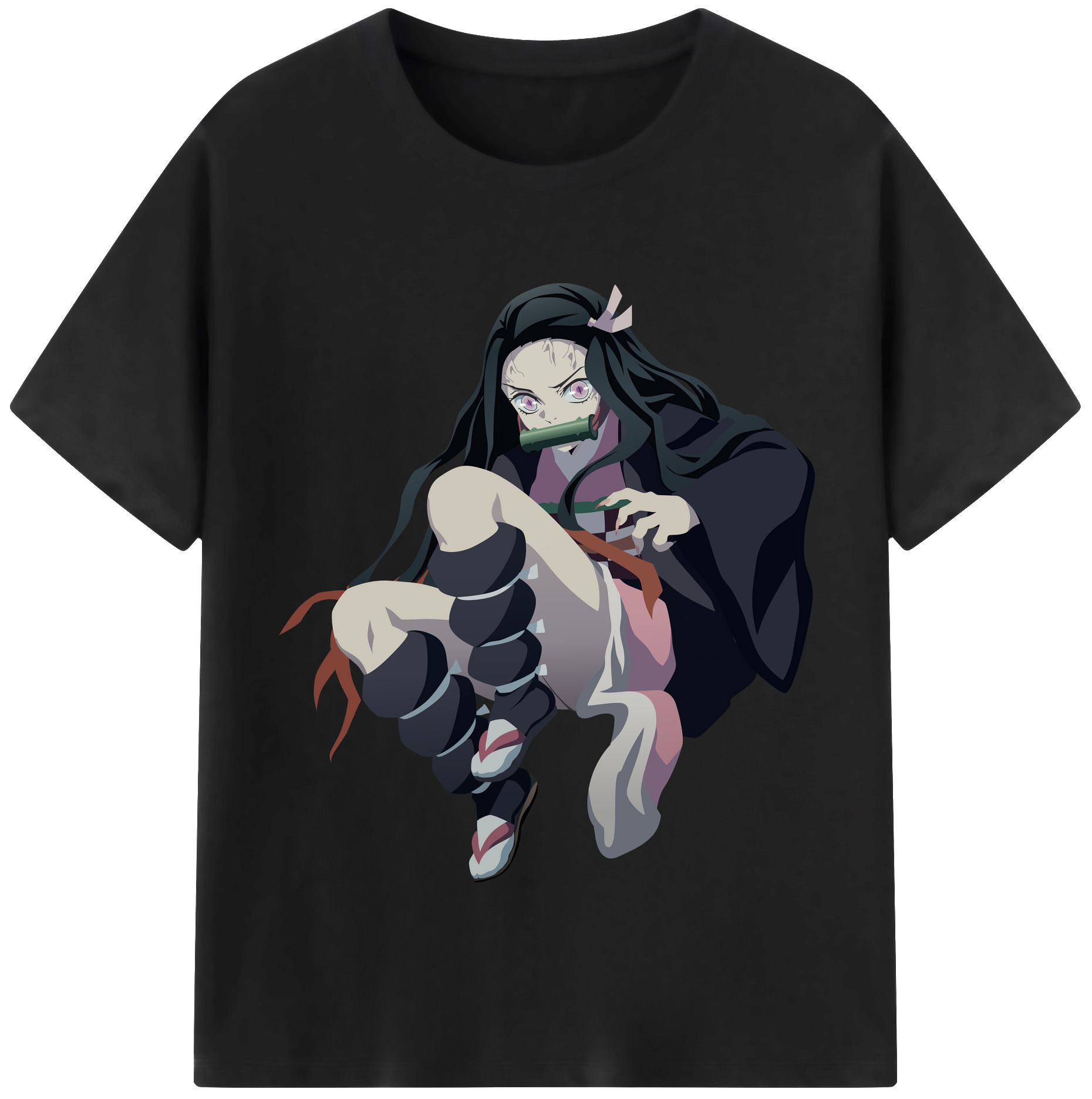 （画像用） 鬼滅の刃（きめつのやいば）竈門 禰󠄀豆子／かまど ねずこ Kamado Nezuko 綿100％半袖Tシャツ（フロントプリント）