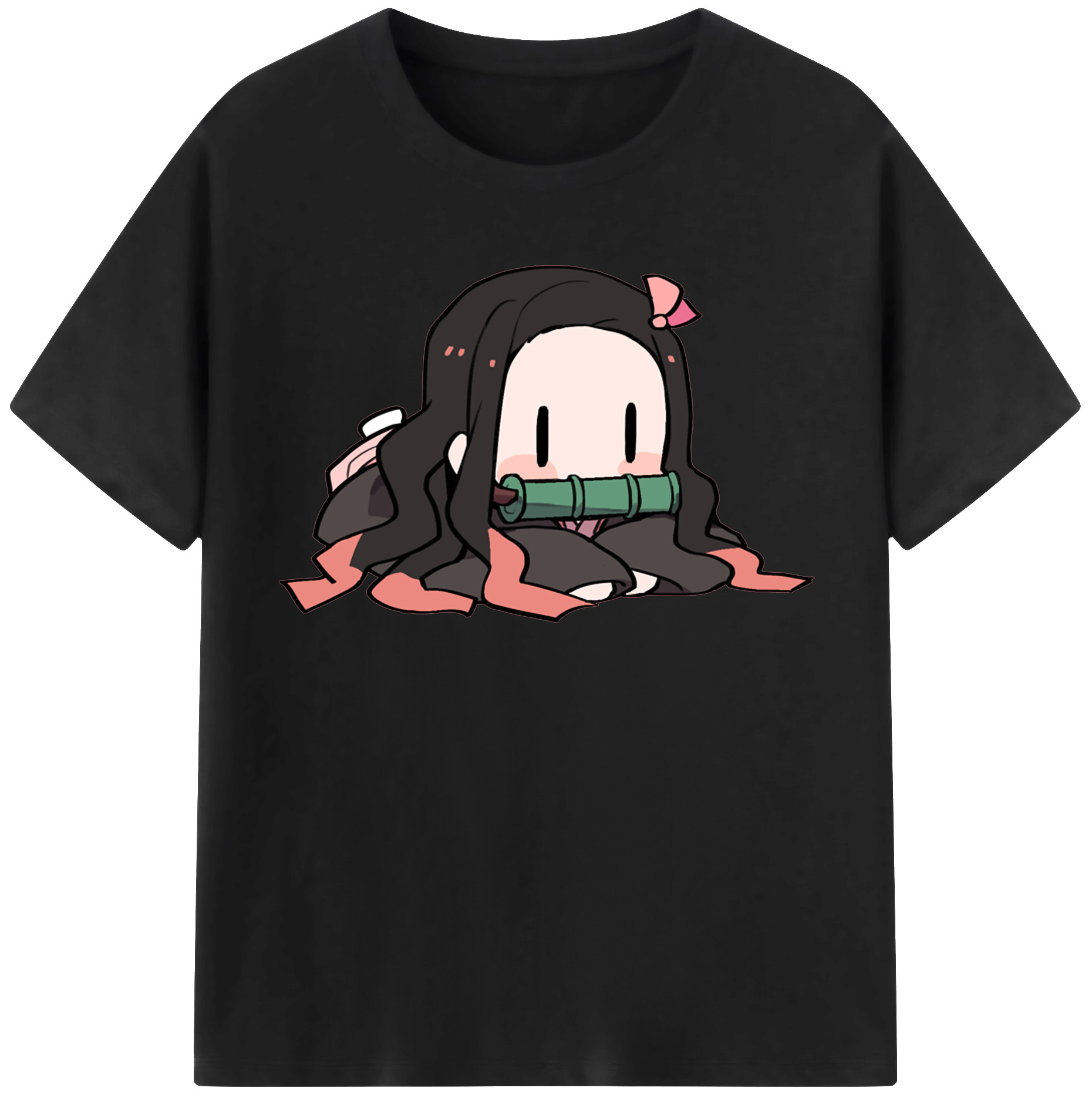 （画像用） 鬼滅の刃（きめつのやいば）竈門 禰󠄀豆子／かまど ねずこ Kamado Nezuko 綿100％半袖Tシャツ（フロントプリント）