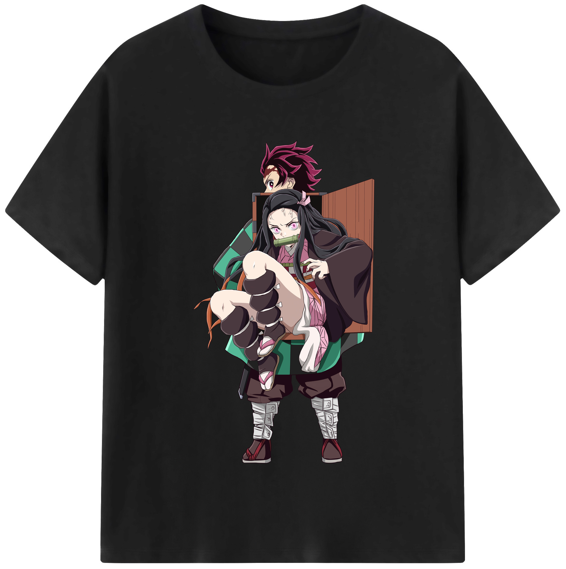 （画像用） 鬼滅の刃（きめつのやいば）竈門 禰󠄀豆子／かまど ねずこ Kamado Nezuko 綿100％半袖Tシャツ（フロントプリント）