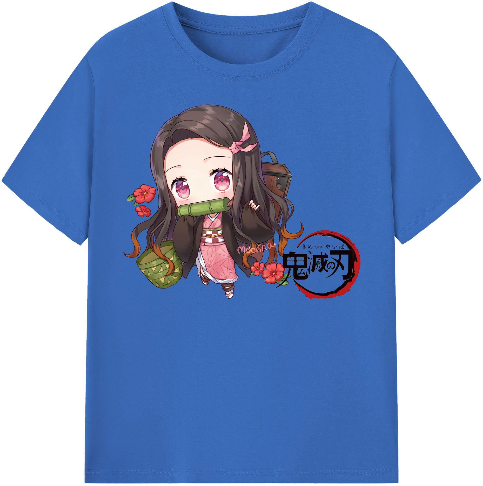（画像用） 鬼滅の刃（きめつのやいば）竈門 禰󠄀豆子／かまど ねずこ Kamado Nezuko 綿100％半袖Tシャツ（フロントプリント）