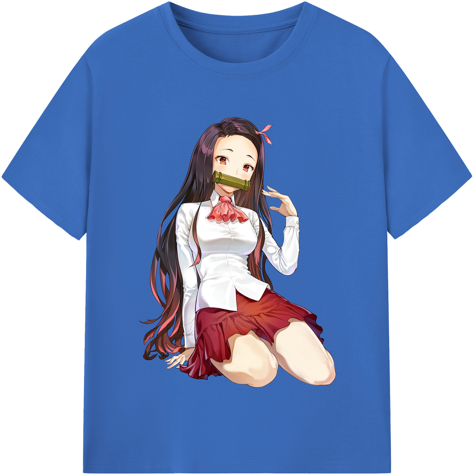 （画像用） 鬼滅の刃（きめつのやいば）竈門 禰󠄀豆子／かまど ねずこ Kamado Nezuko 綿100％半袖Tシャツ（フロントプリント）