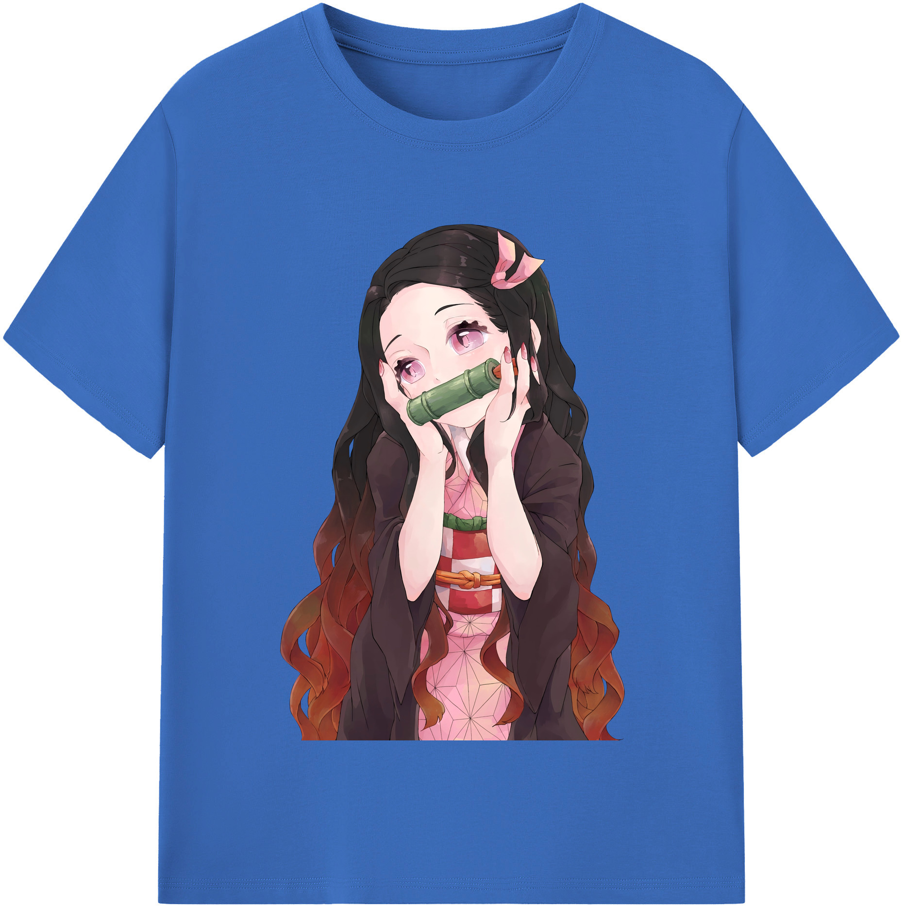 （画像用） 鬼滅の刃（きめつのやいば）竈門 禰󠄀豆子／かまど ねずこ Kamado Nezuko 綿100％半袖Tシャツ（フロントプリント）