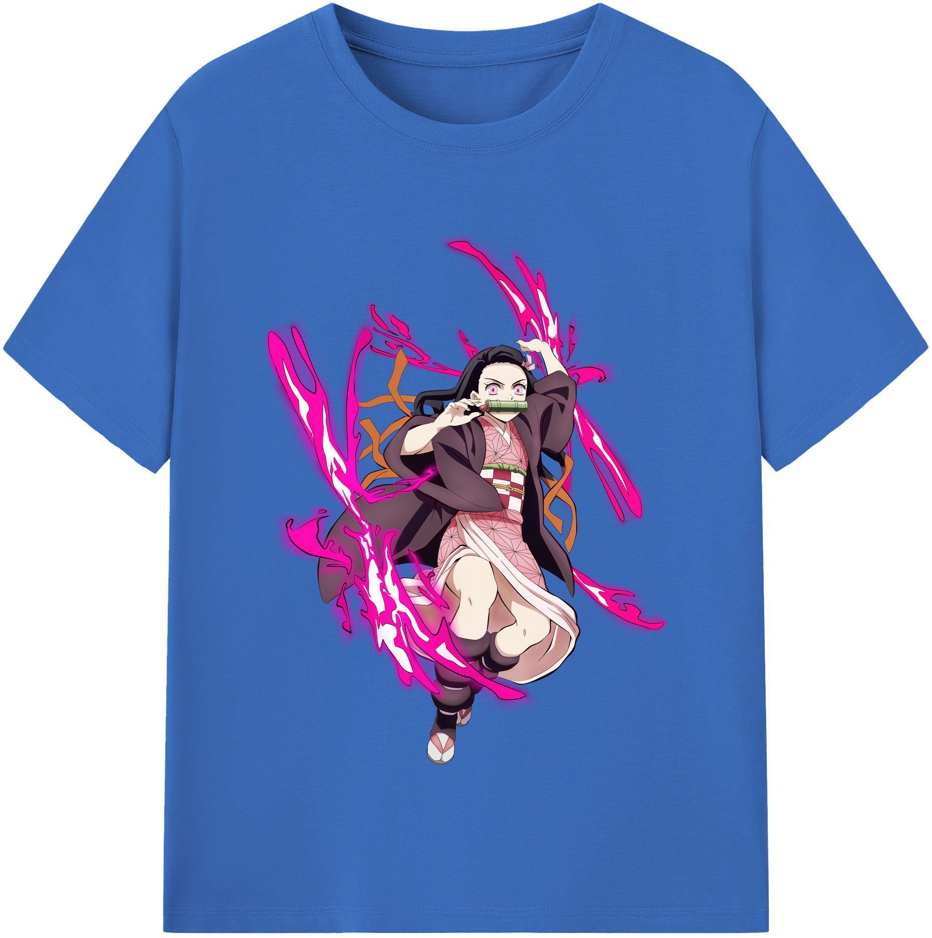 （画像用） 鬼滅の刃（きめつのやいば）竈門 禰󠄀豆子／かまど ねずこ Kamado Nezuko 綿100％半袖Tシャツ（フロントプリント）