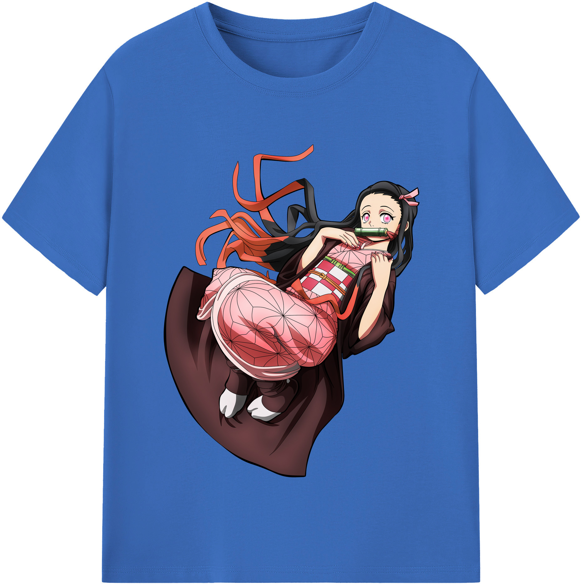 （画像用） 鬼滅の刃（きめつのやいば）竈門 禰󠄀豆子／かまど ねずこ Kamado Nezuko 綿100％半袖Tシャツ（フロントプリント）