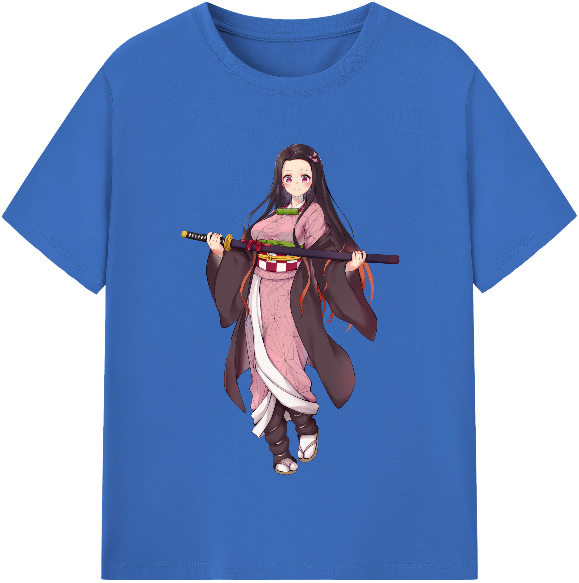 （画像用） 鬼滅の刃（きめつのやいば）竈門 禰󠄀豆子／かまど ねずこ Kamado Nezuko 綿100％半袖Tシャツ（フロントプリント）