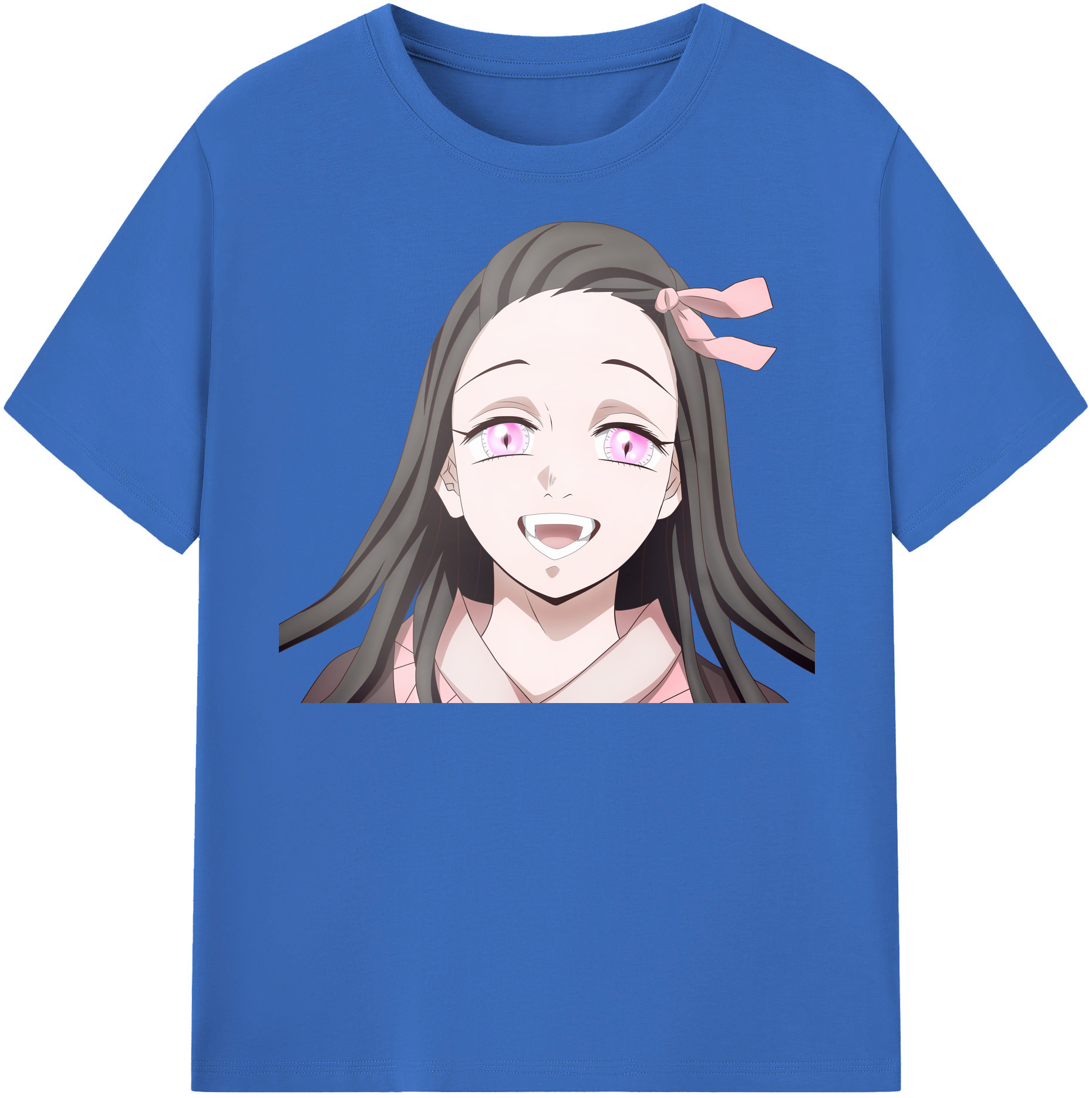 （画像用） 鬼滅の刃（きめつのやいば）竈門 禰󠄀豆子／かまど ねずこ Kamado Nezuko 綿100％半袖Tシャツ（フロントプリント）