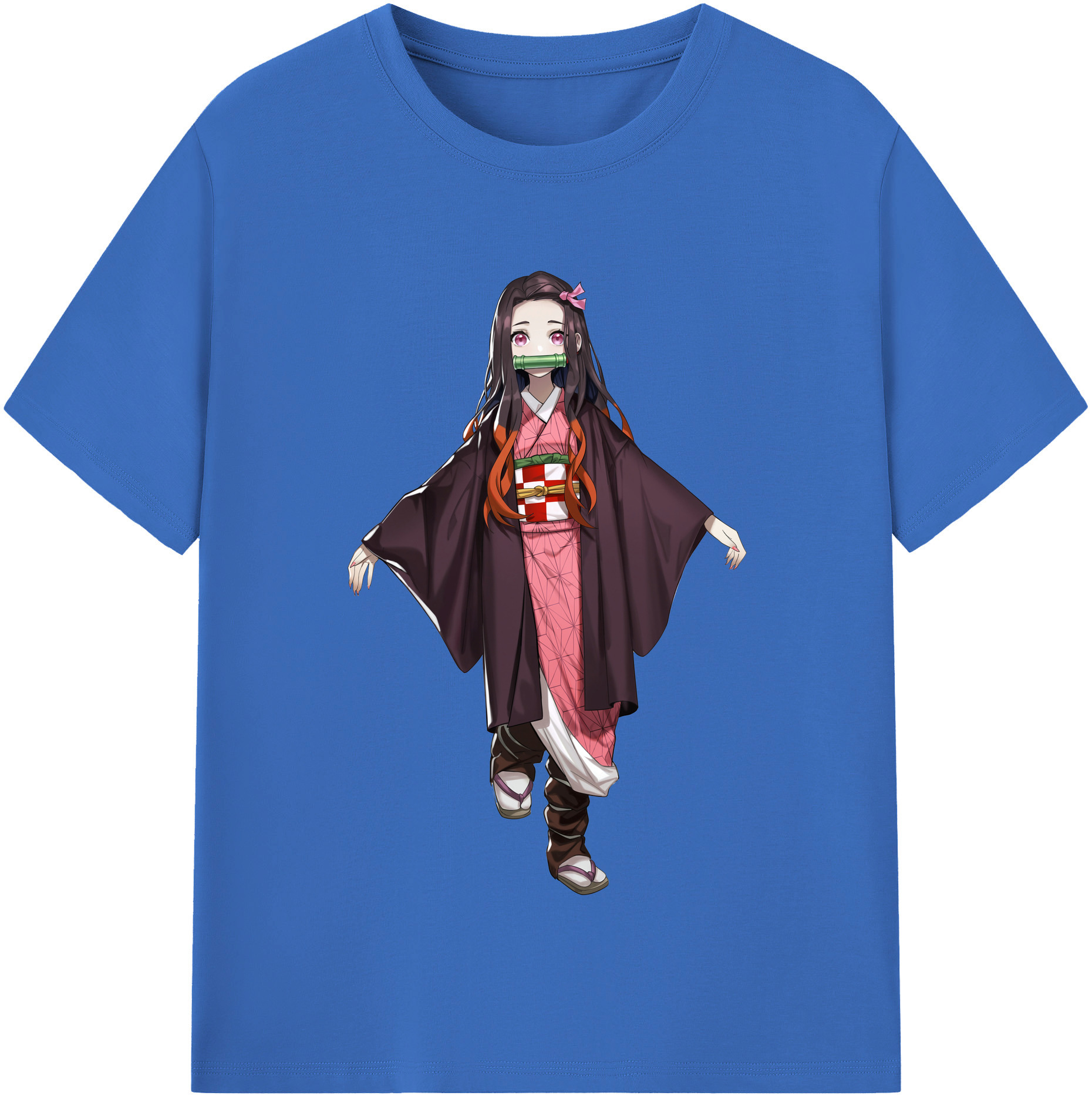 （画像用） 鬼滅の刃（きめつのやいば）竈門 禰󠄀豆子／かまど ねずこ Kamado Nezuko 綿100％半袖Tシャツ（フロントプリント）