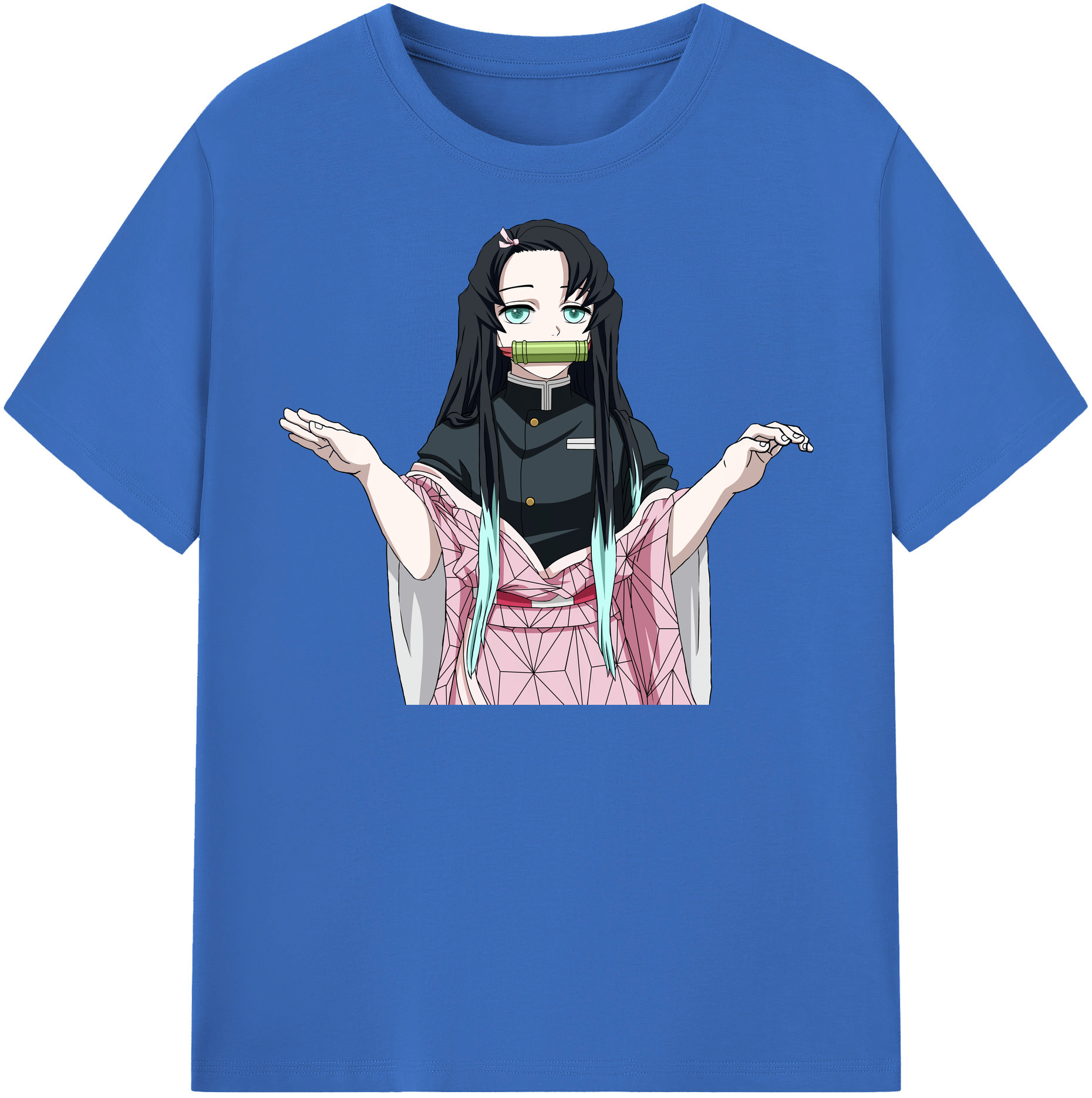 （画像用） 鬼滅の刃（きめつのやいば）竈門 禰󠄀豆子／かまど ねずこ Kamado Nezuko 綿100％半袖Tシャツ（フロントプリント）