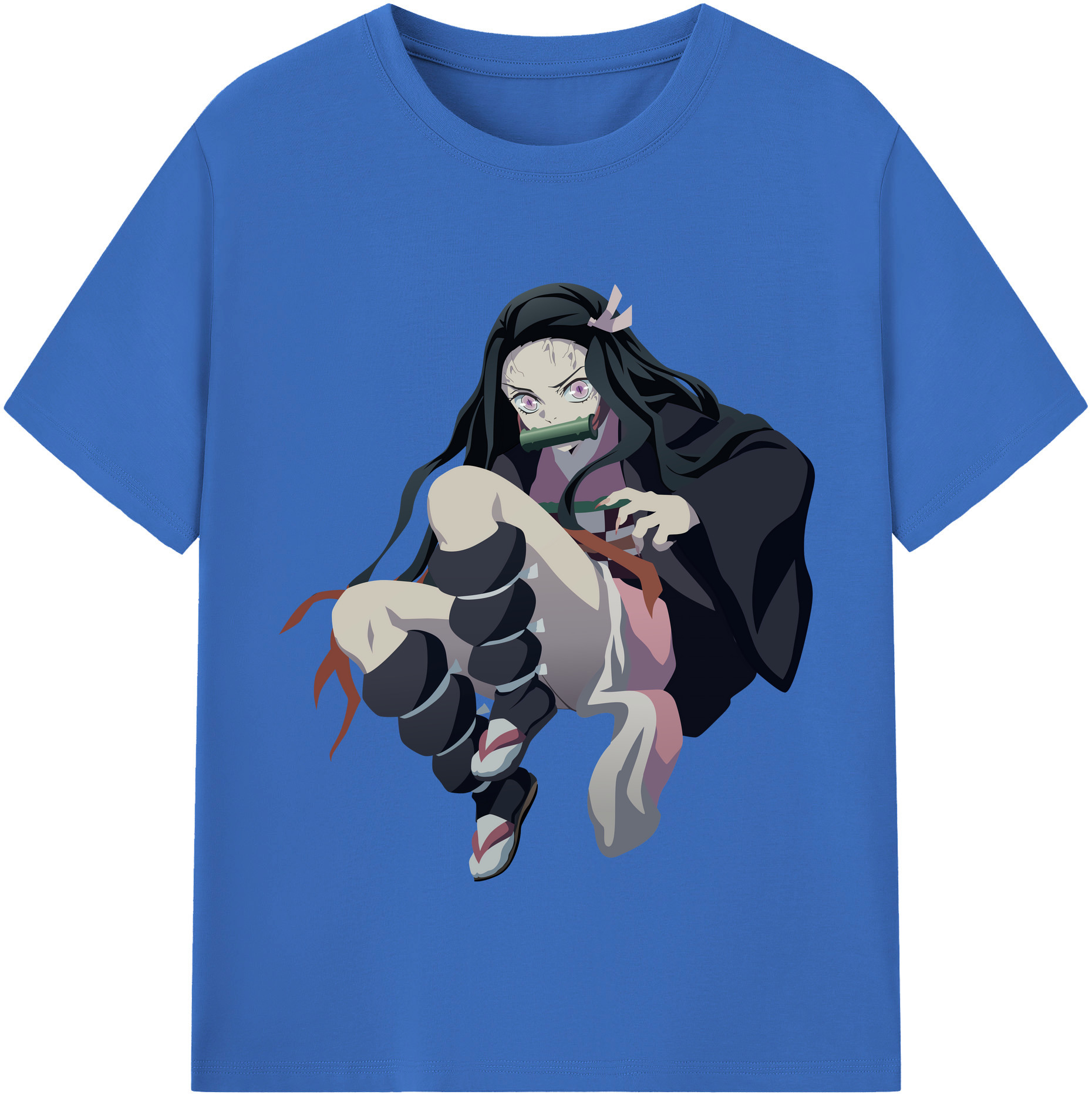 （画像用） 鬼滅の刃（きめつのやいば）竈門 禰󠄀豆子／かまど ねずこ Kamado Nezuko 綿100％半袖Tシャツ（フロントプリント）
