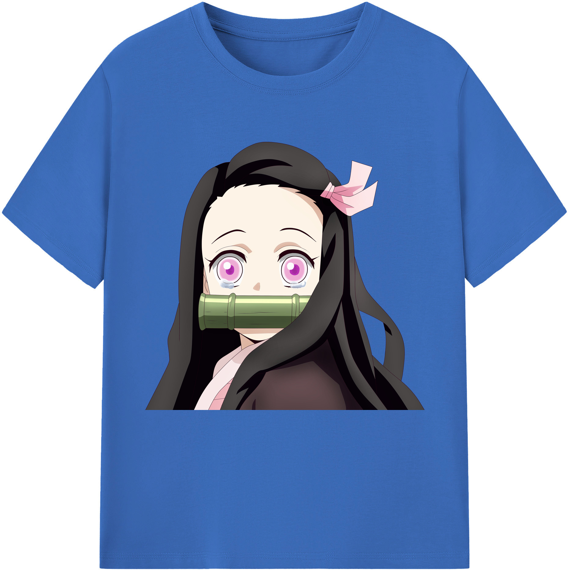 （画像用） 鬼滅の刃（きめつのやいば）竈門 禰󠄀豆子／かまど ねずこ Kamado Nezuko 綿100％半袖Tシャツ（フロントプリント）