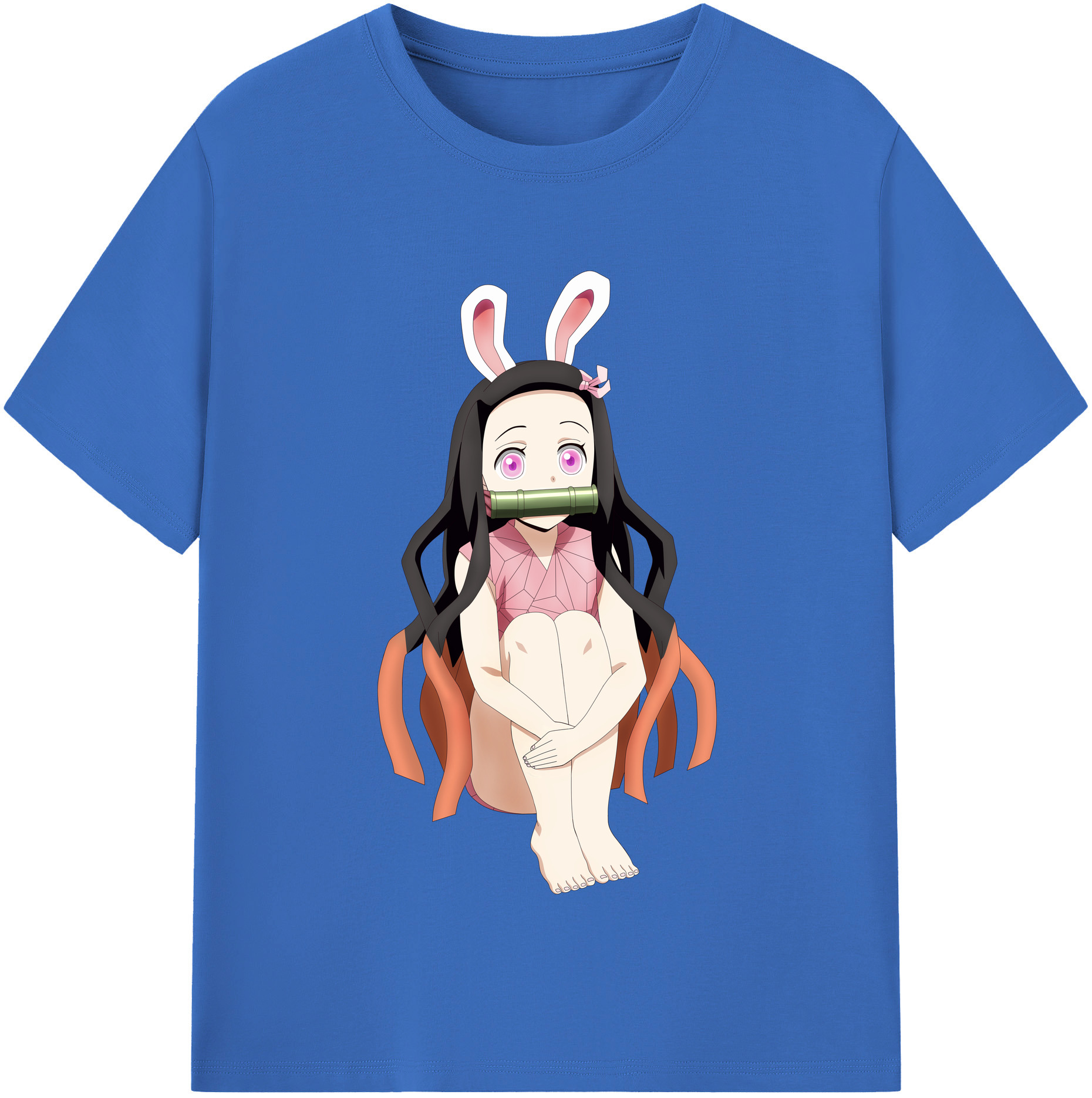 （画像用） 鬼滅の刃（きめつのやいば）竈門 禰󠄀豆子／かまど ねずこ Kamado Nezuko 綿100％半袖Tシャツ（フロントプリント）
