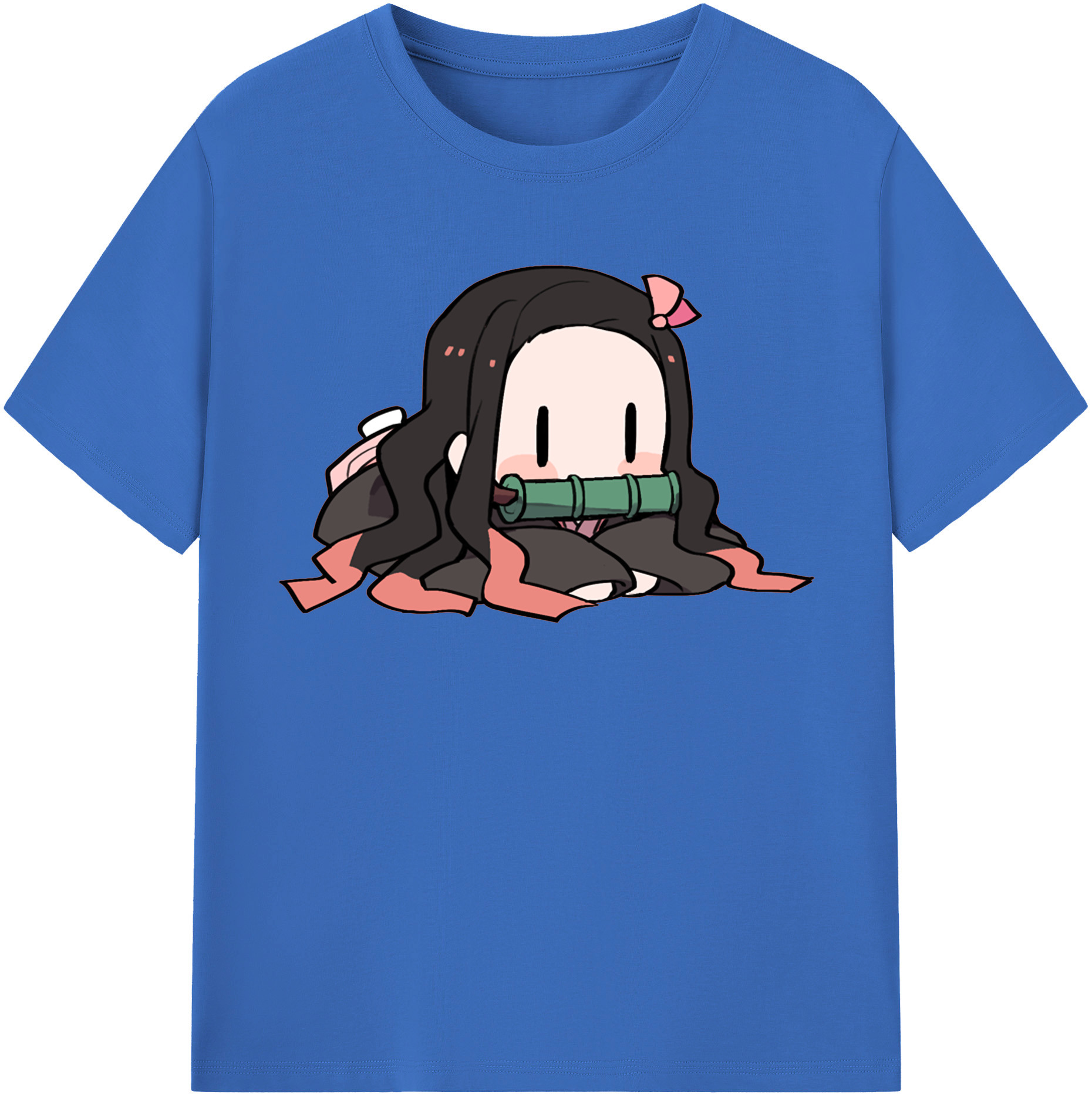 （画像用） 鬼滅の刃（きめつのやいば）竈門 禰󠄀豆子／かまど ねずこ Kamado Nezuko 綿100％半袖Tシャツ（フロントプリント）