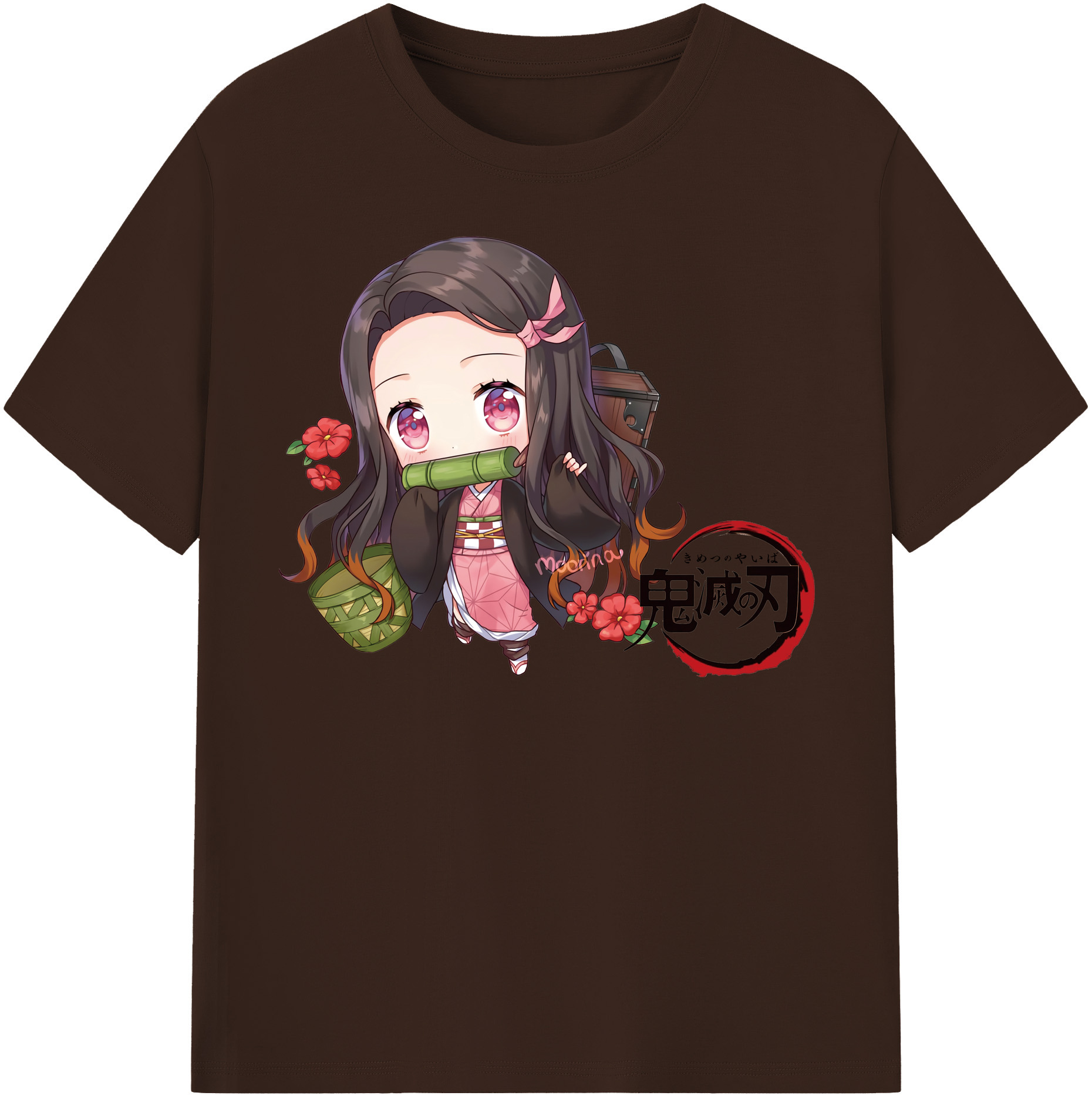 （画像用） 鬼滅の刃（きめつのやいば）竈門 禰󠄀豆子／かまど ねずこ Kamado Nezuko 綿100％半袖Tシャツ（フロントプリント）