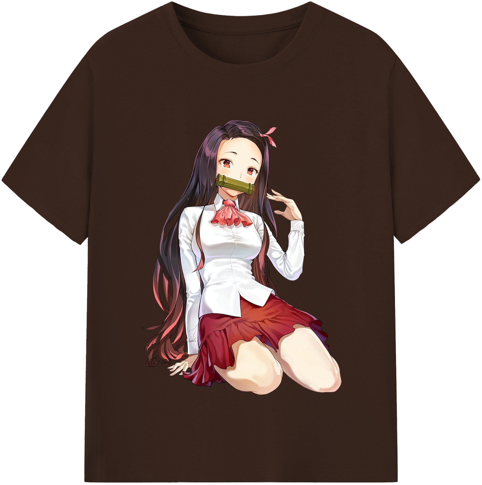 （画像用） 鬼滅の刃（きめつのやいば）竈門 禰󠄀豆子／かまど ねずこ Kamado Nezuko 綿100％半袖Tシャツ（フロントプリント）