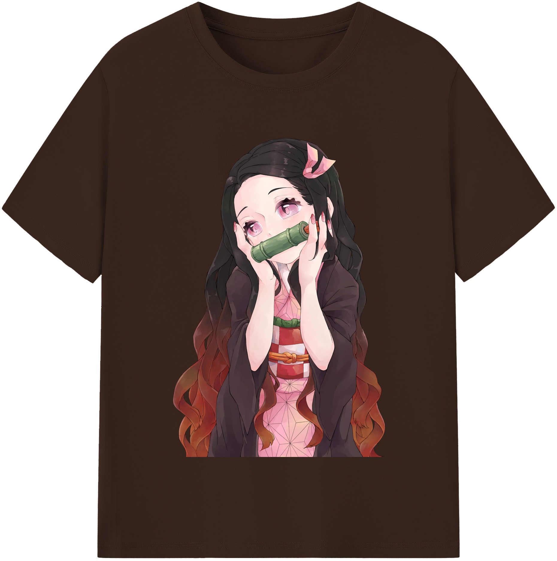 （画像用） 鬼滅の刃（きめつのやいば）竈門 禰󠄀豆子／かまど ねずこ Kamado Nezuko 綿100％半袖Tシャツ（フロントプリント）