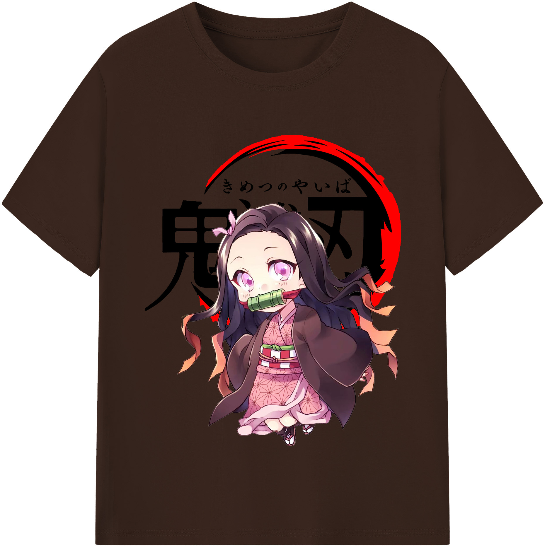 （画像用） 鬼滅の刃（きめつのやいば）竈門 禰󠄀豆子／かまど ねずこ Kamado Nezuko 綿100％半袖Tシャツ（フロントプリント）