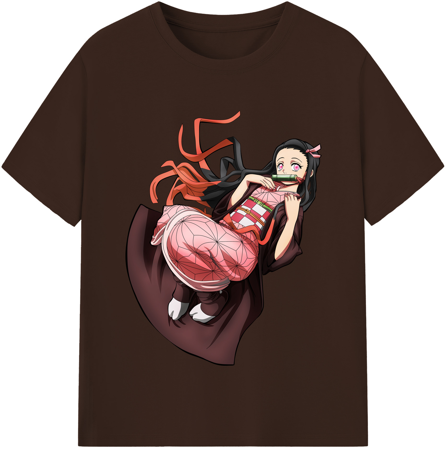 （画像用） 鬼滅の刃（きめつのやいば）竈門 禰󠄀豆子／かまど ねずこ Kamado Nezuko 綿100％半袖Tシャツ（フロントプリント）