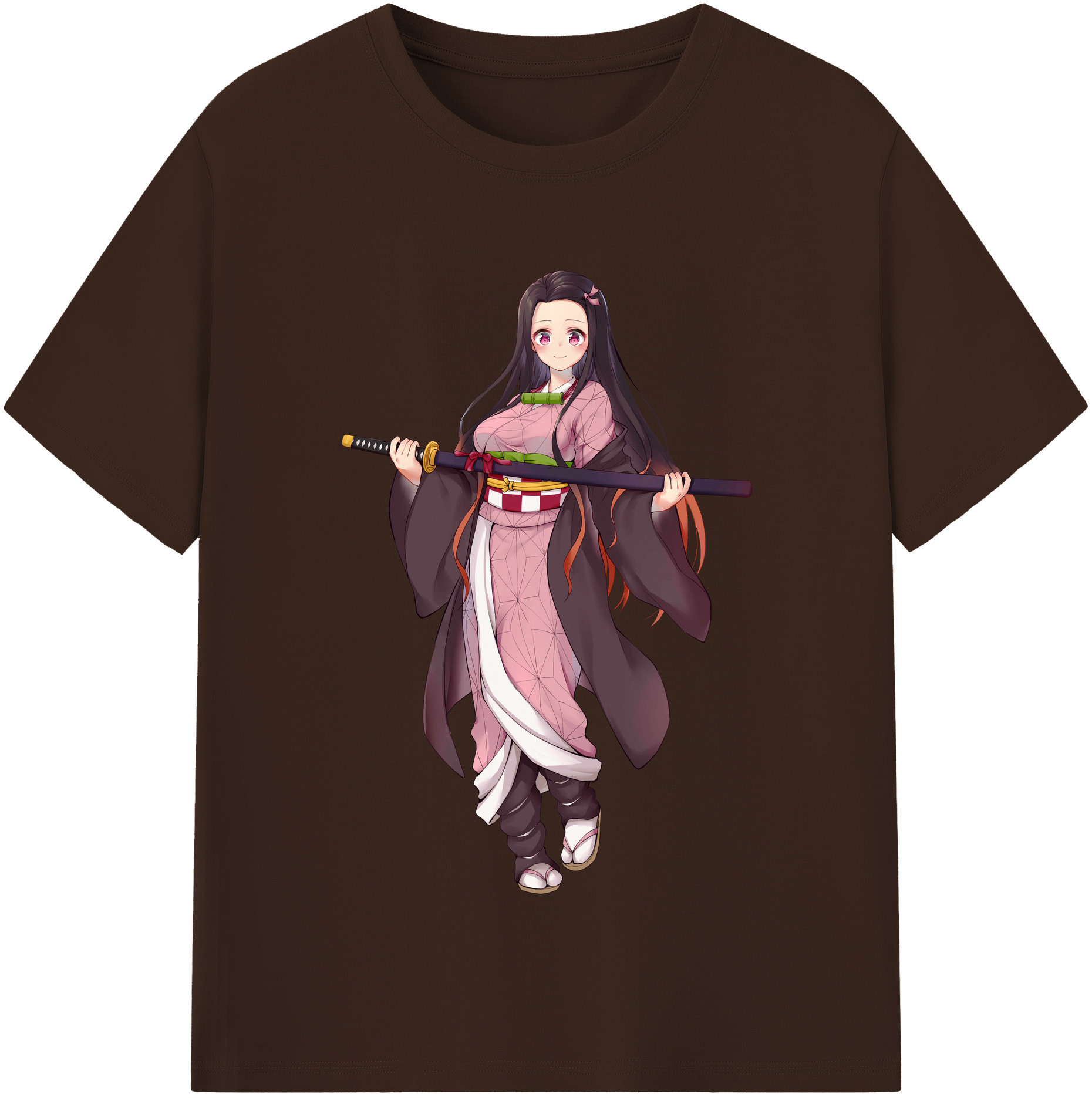 （画像用） 鬼滅の刃（きめつのやいば）竈門 禰󠄀豆子／かまど ねずこ Kamado Nezuko 綿100％半袖Tシャツ（フロントプリント）