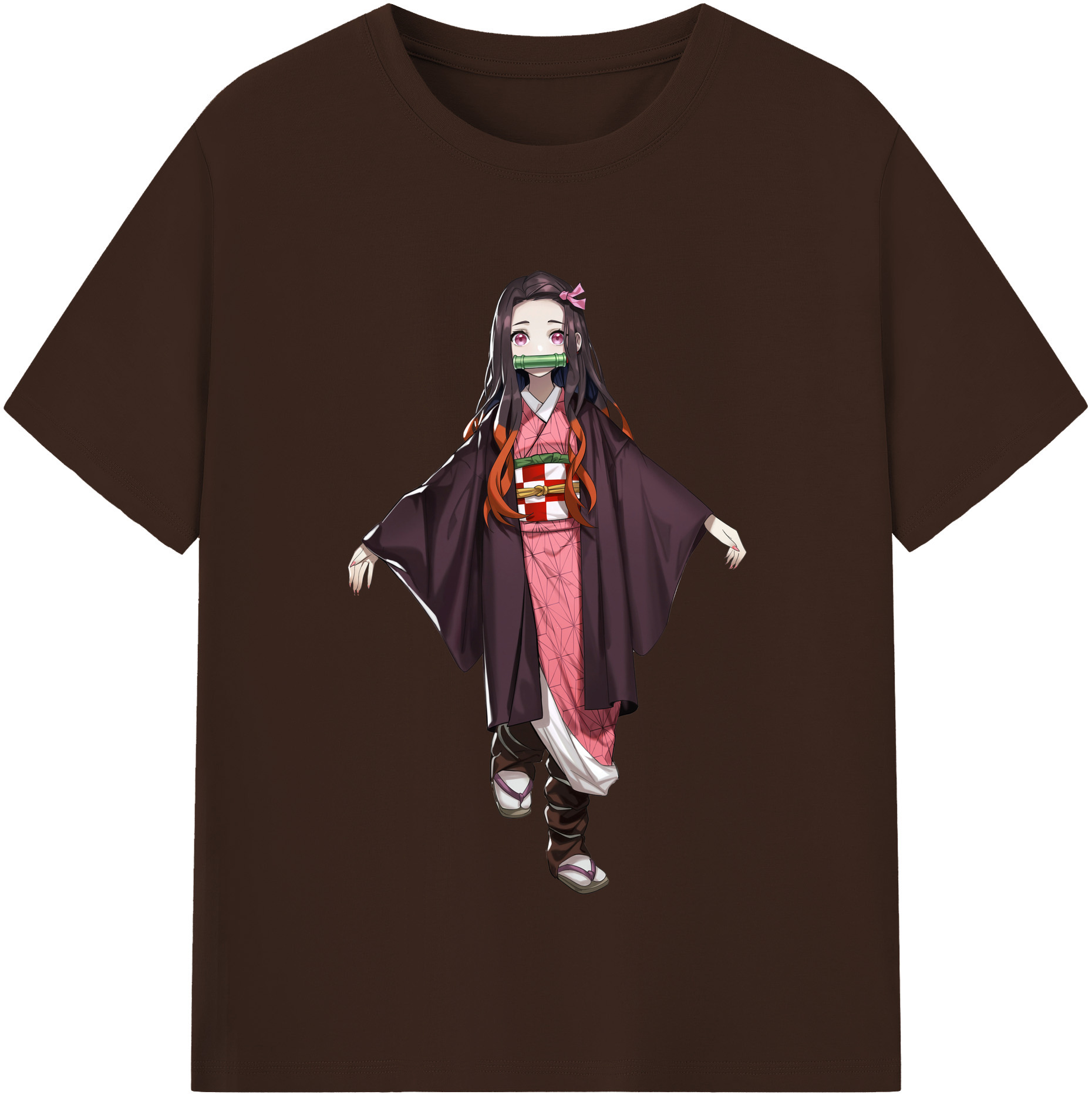 （画像用） 鬼滅の刃（きめつのやいば）竈門 禰󠄀豆子／かまど ねずこ Kamado Nezuko 綿100％半袖Tシャツ（フロントプリント）