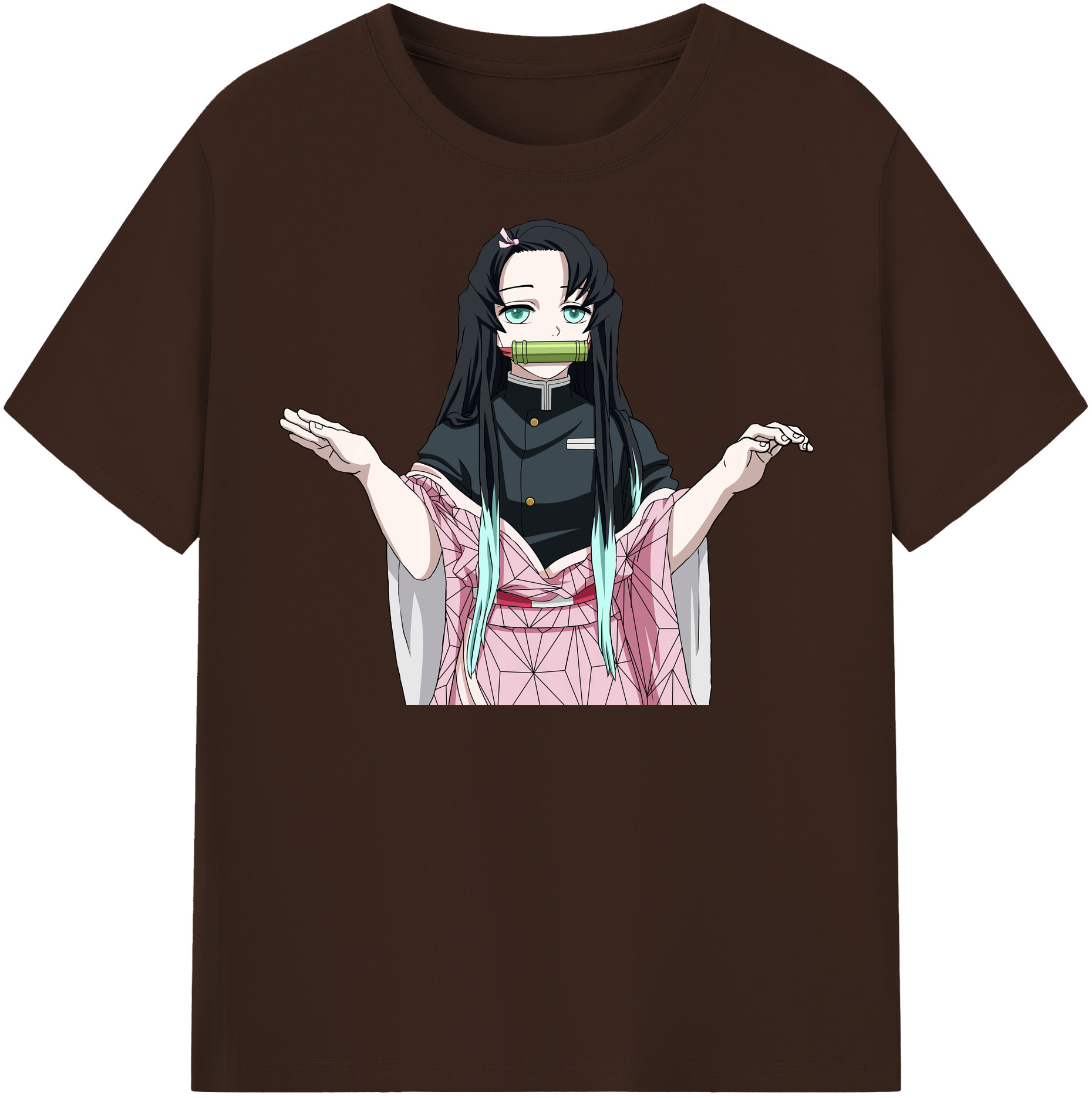 （画像用） 鬼滅の刃（きめつのやいば）竈門 禰󠄀豆子／かまど ねずこ Kamado Nezuko 綿100％半袖Tシャツ（フロントプリント）