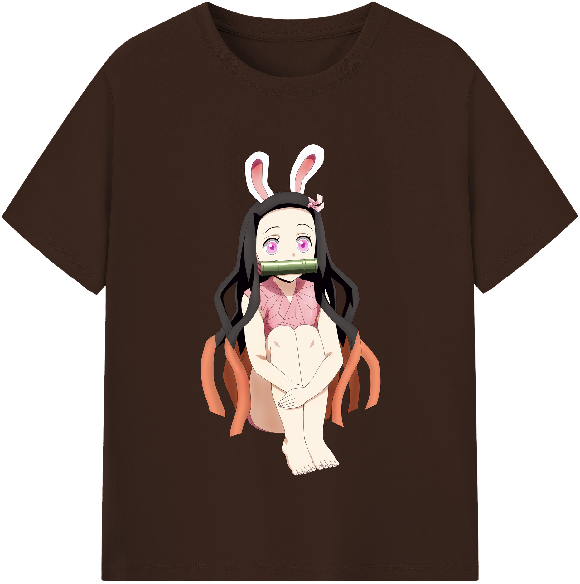 （画像用） 鬼滅の刃（きめつのやいば）竈門 禰󠄀豆子／かまど ねずこ Kamado Nezuko 綿100％半袖Tシャツ（フロントプリント）