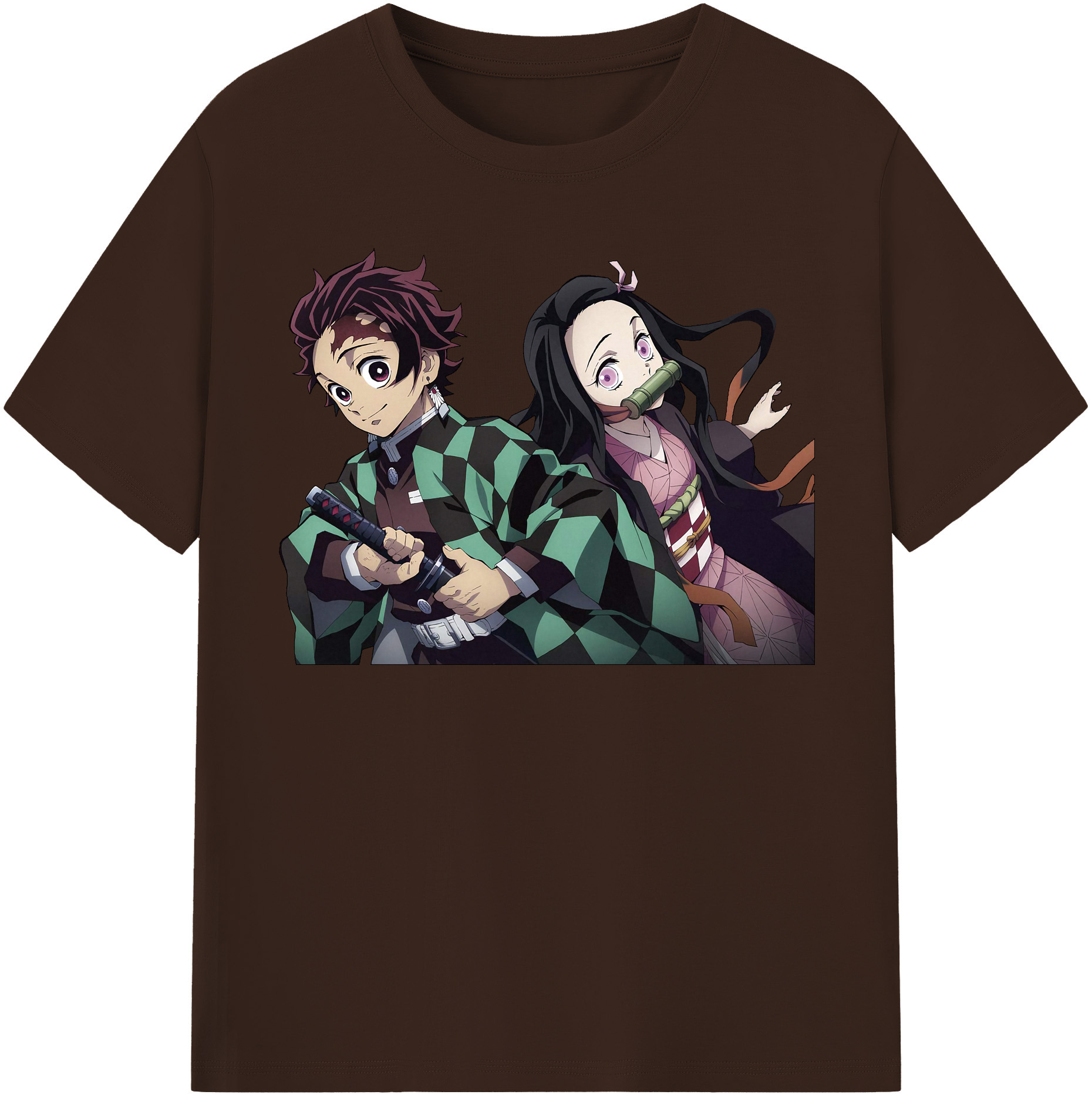 （画像用） 鬼滅の刃（きめつのやいば）竈門 禰󠄀豆子／かまど ねずこ Kamado Nezuko 綿100％半袖Tシャツ（フロントプリント）