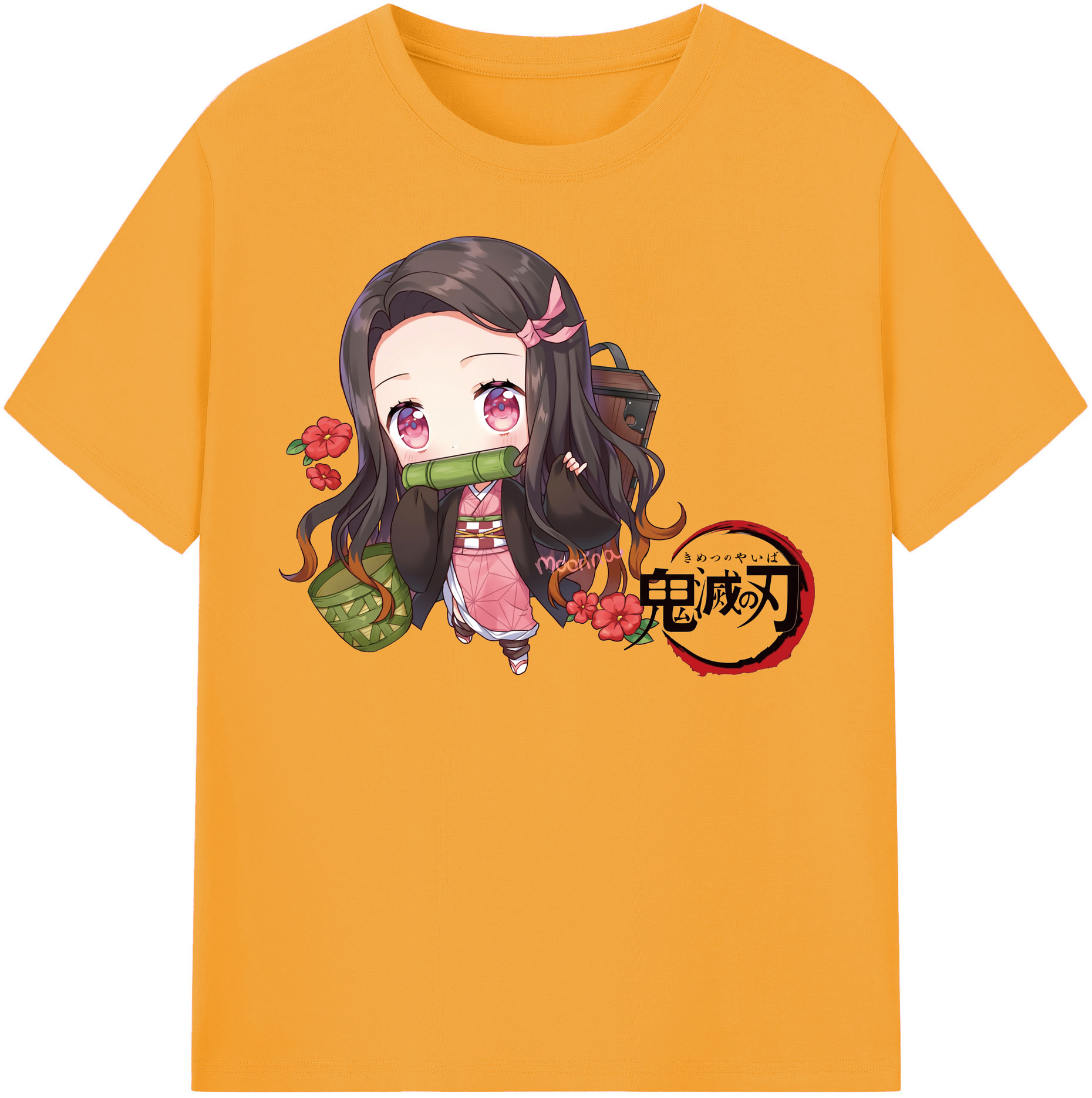 （画像用） 鬼滅の刃（きめつのやいば）竈門 禰󠄀豆子／かまど ねずこ Kamado Nezuko 綿100％半袖Tシャツ（フロントプリント）