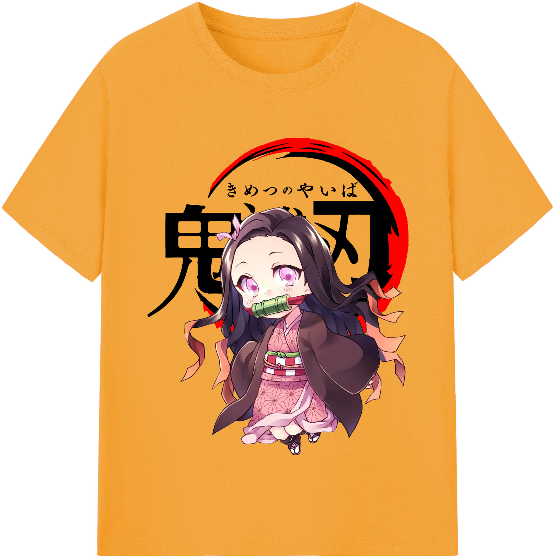 （画像用） 鬼滅の刃（きめつのやいば）竈門 禰󠄀豆子／かまど ねずこ Kamado Nezuko 綿100％半袖Tシャツ（フロントプリント）