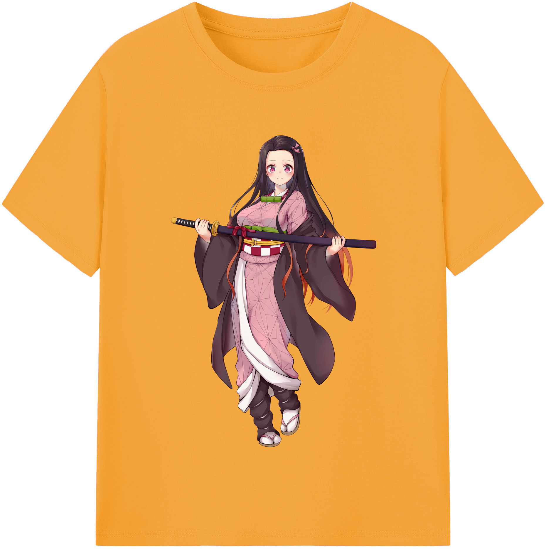 （画像用） 鬼滅の刃（きめつのやいば）竈門 禰󠄀豆子／かまど ねずこ Kamado Nezuko 綿100％半袖Tシャツ（フロントプリント）