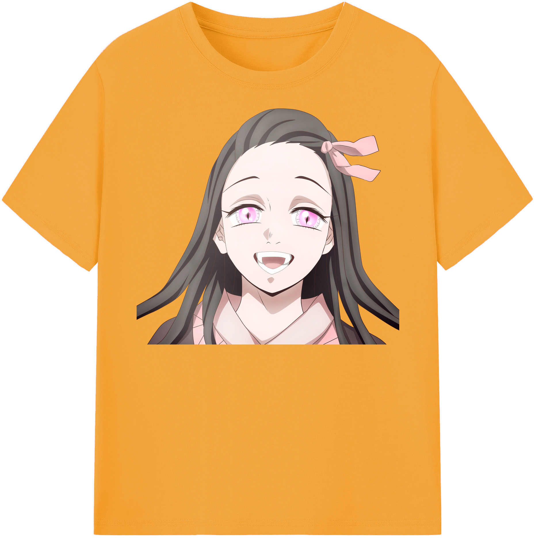 （画像用） 鬼滅の刃（きめつのやいば）竈門 禰󠄀豆子／かまど ねずこ Kamado Nezuko 綿100％半袖Tシャツ（フロントプリント）