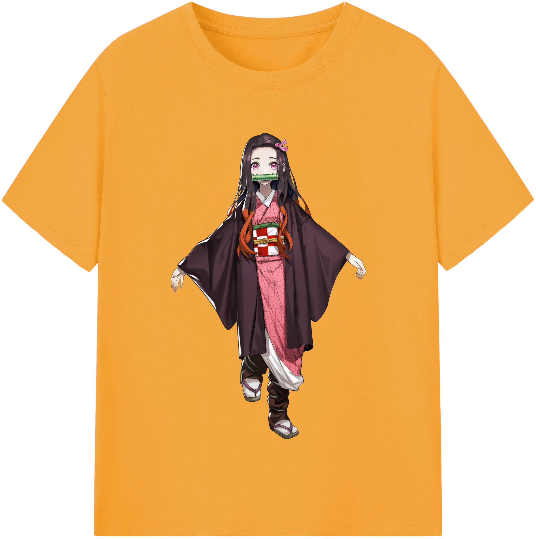 （画像用） 鬼滅の刃（きめつのやいば）竈門 禰󠄀豆子／かまど ねずこ Kamado Nezuko 綿100％半袖Tシャツ（フロントプリント）