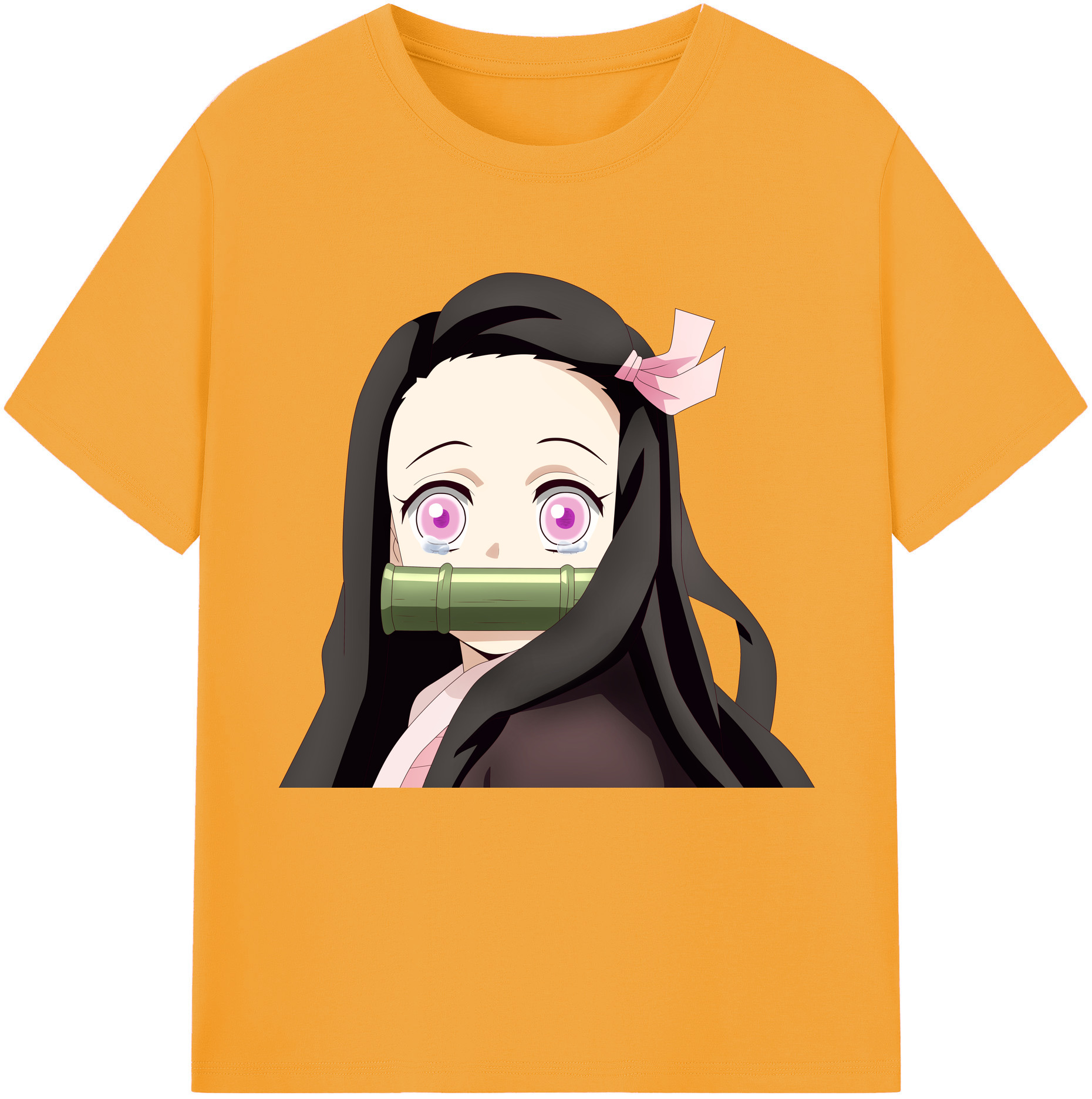 （画像用） 鬼滅の刃（きめつのやいば）竈門 禰󠄀豆子／かまど ねずこ Kamado Nezuko 綿100％半袖Tシャツ（フロントプリント）
