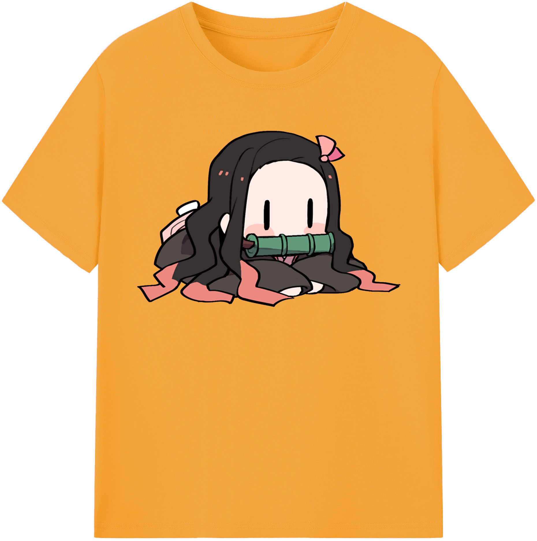 （画像用） 鬼滅の刃（きめつのやいば）竈門 禰󠄀豆子／かまど ねずこ Kamado Nezuko 綿100％半袖Tシャツ（フロントプリント）