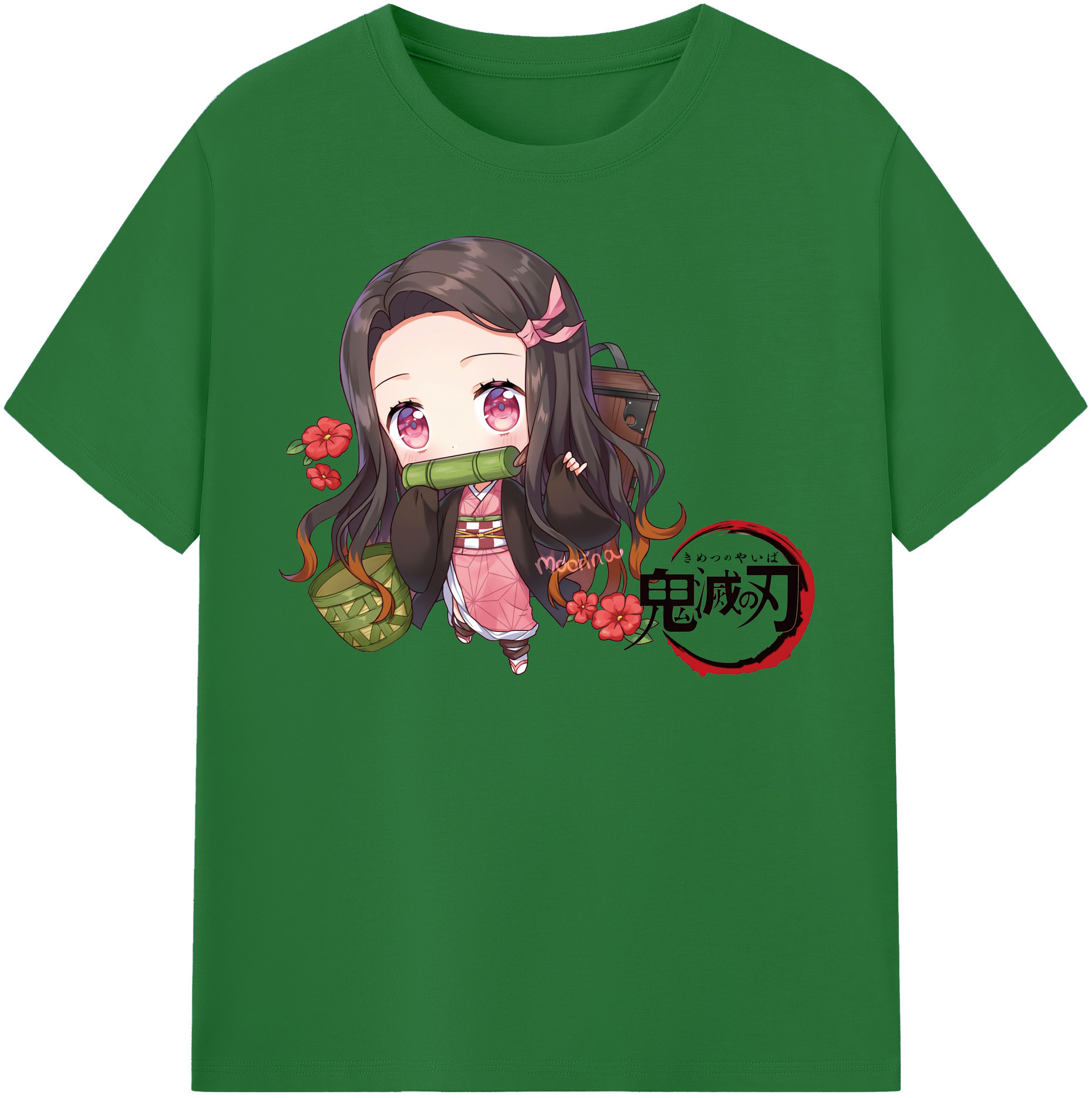 （画像用） 鬼滅の刃（きめつのやいば）竈門 禰󠄀豆子／かまど ねずこ Kamado Nezuko 綿100％半袖Tシャツ（フロントプリント）