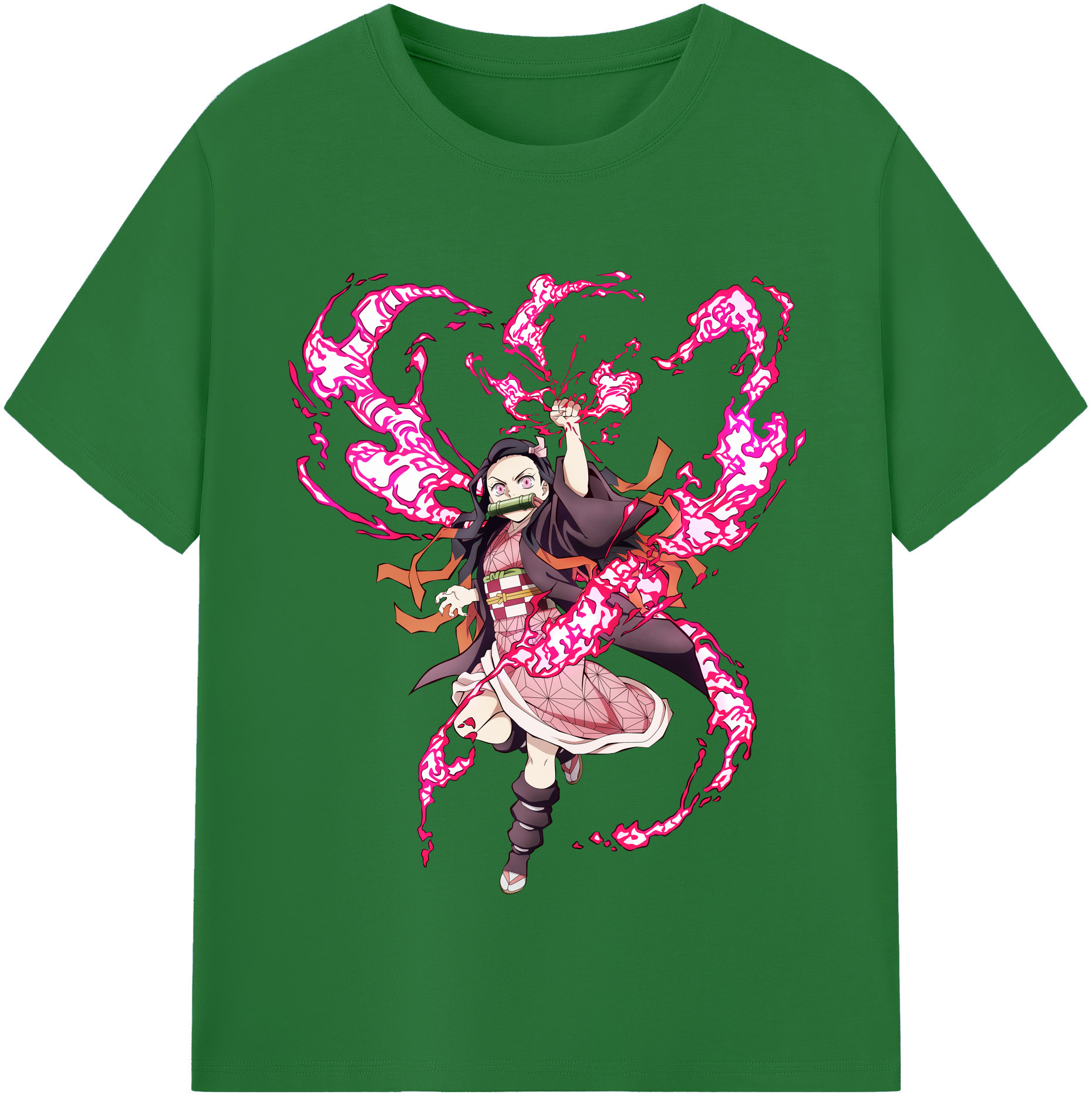 （画像用） 鬼滅の刃（きめつのやいば）竈門 禰󠄀豆子／かまど ねずこ Kamado Nezuko 綿100％半袖Tシャツ（フロントプリント）