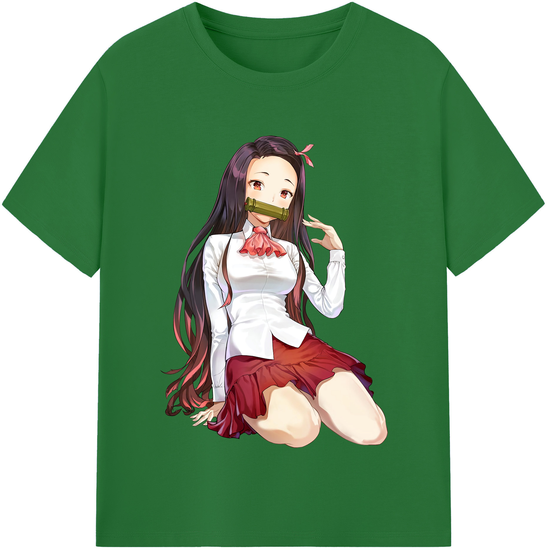 （画像用） 鬼滅の刃（きめつのやいば）竈門 禰󠄀豆子／かまど ねずこ Kamado Nezuko 綿100％半袖Tシャツ（フロントプリント）