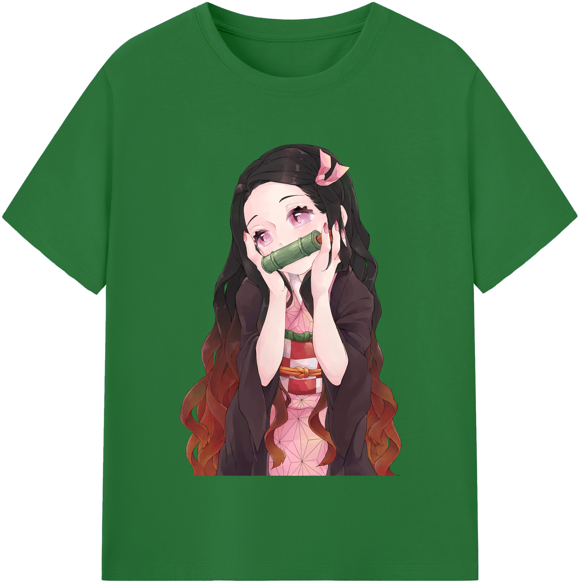 （画像用） 鬼滅の刃（きめつのやいば）竈門 禰󠄀豆子／かまど ねずこ Kamado Nezuko 綿100％半袖Tシャツ（フロントプリント）