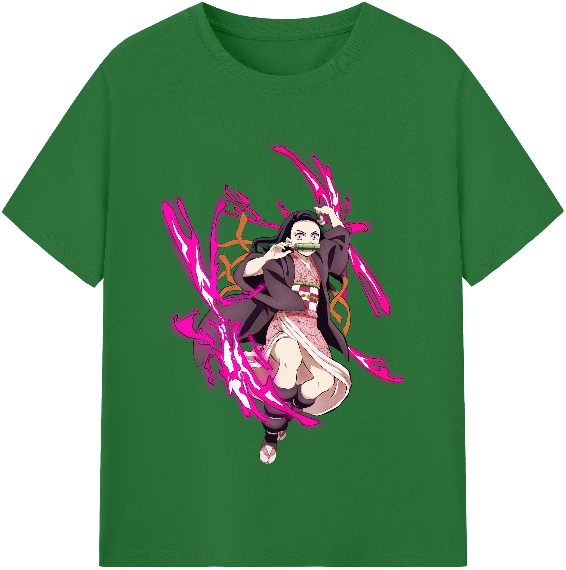 （画像用） 鬼滅の刃（きめつのやいば）竈門 禰󠄀豆子／かまど ねずこ Kamado Nezuko 綿100％半袖Tシャツ（フロントプリント）