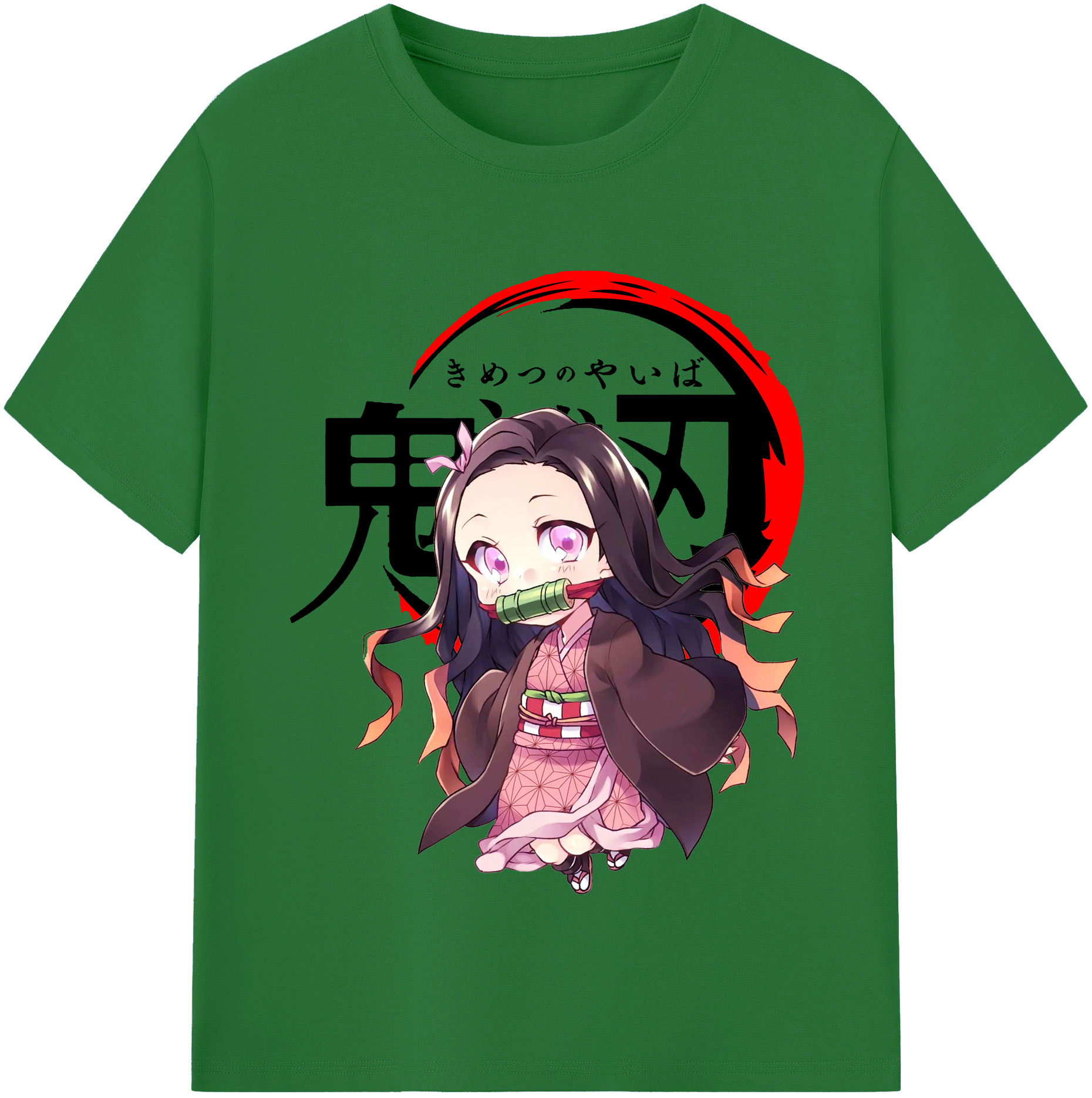 （画像用） 鬼滅の刃（きめつのやいば）竈門 禰󠄀豆子／かまど ねずこ Kamado Nezuko 綿100％半袖Tシャツ（フロントプリント）
