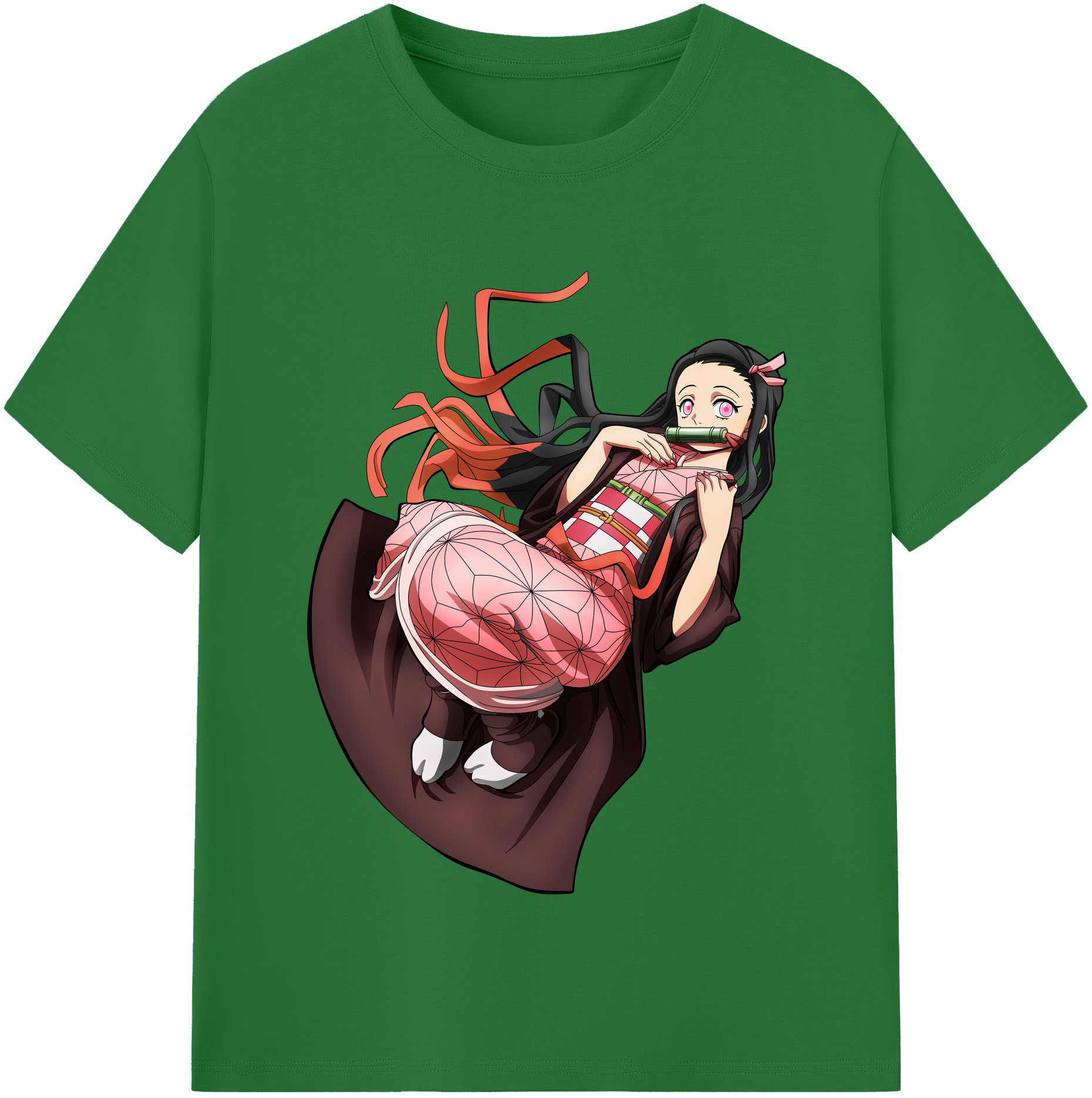 （画像用） 鬼滅の刃（きめつのやいば）竈門 禰󠄀豆子／かまど ねずこ Kamado Nezuko 綿100％半袖Tシャツ（フロントプリント）